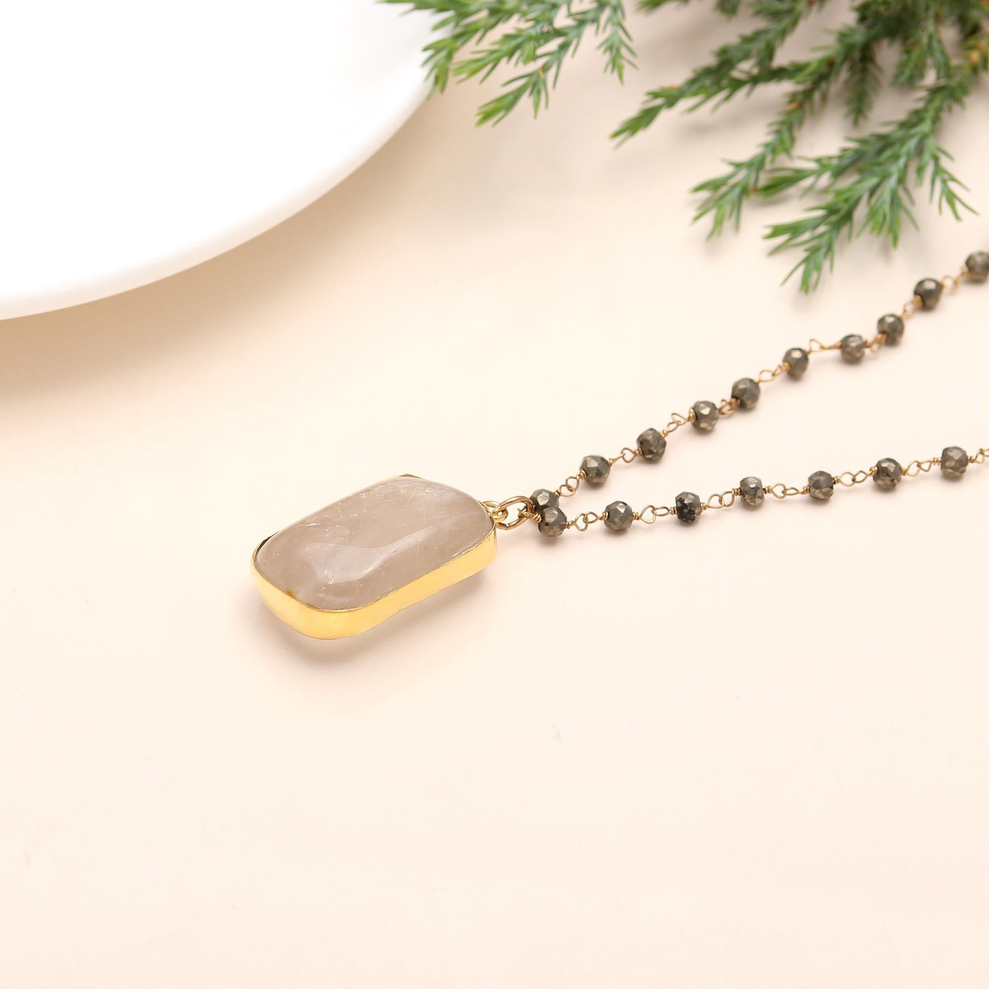 925 Silver Raw Rose Quartz Pendant