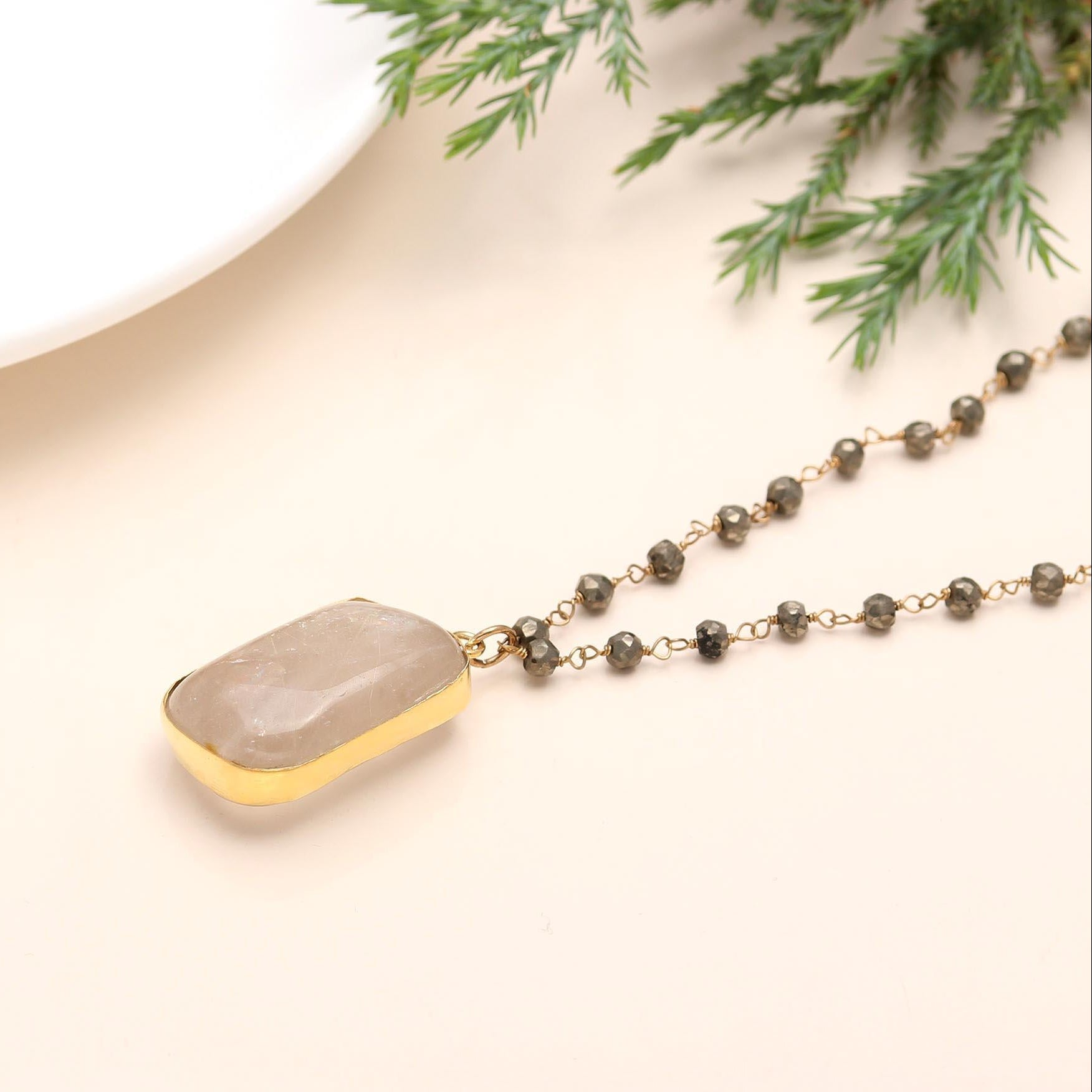 The Moonlit Path: Pyrite Rosary Chain Necklace