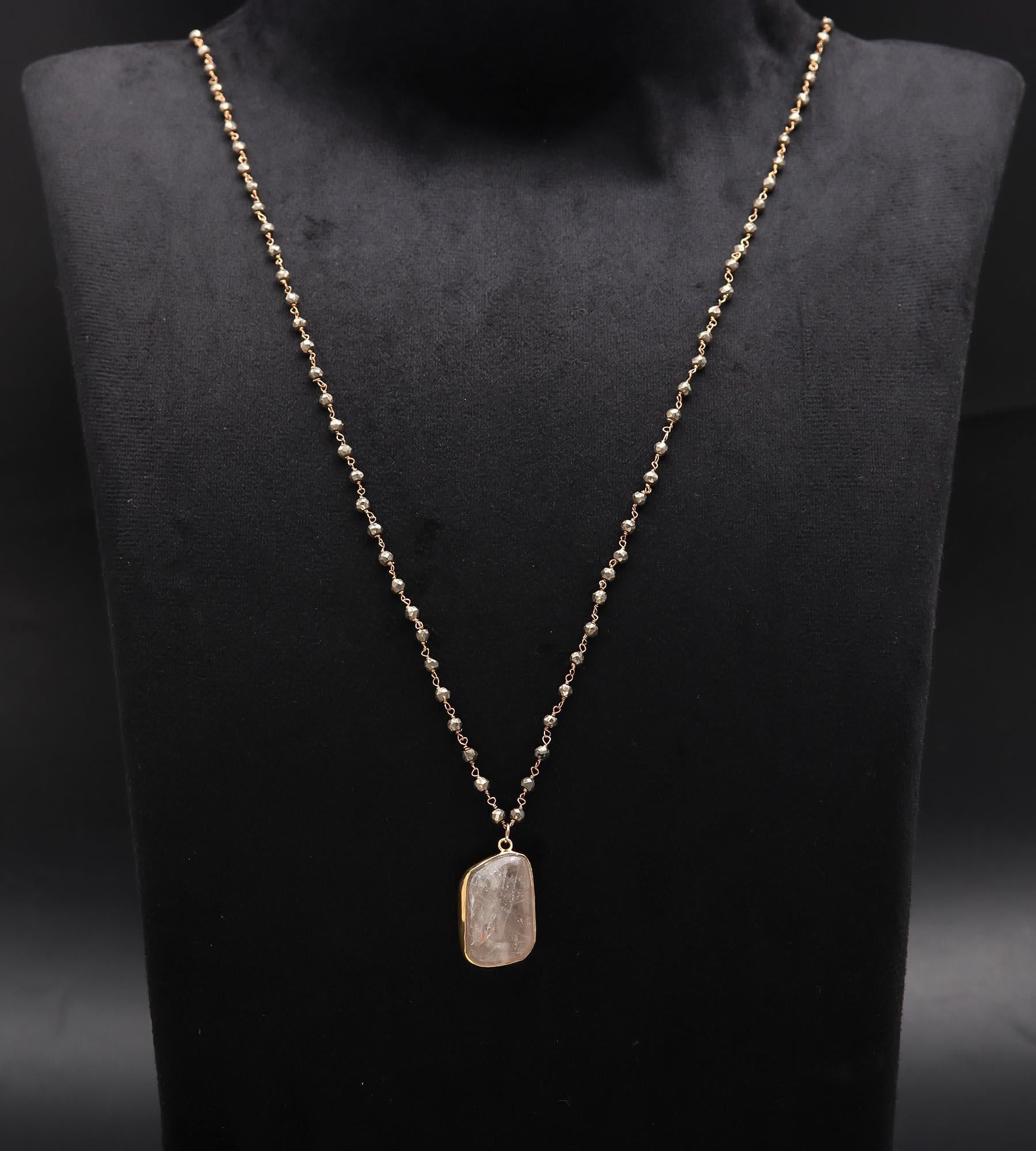 925 Silver Raw Rose Quartz Pendant