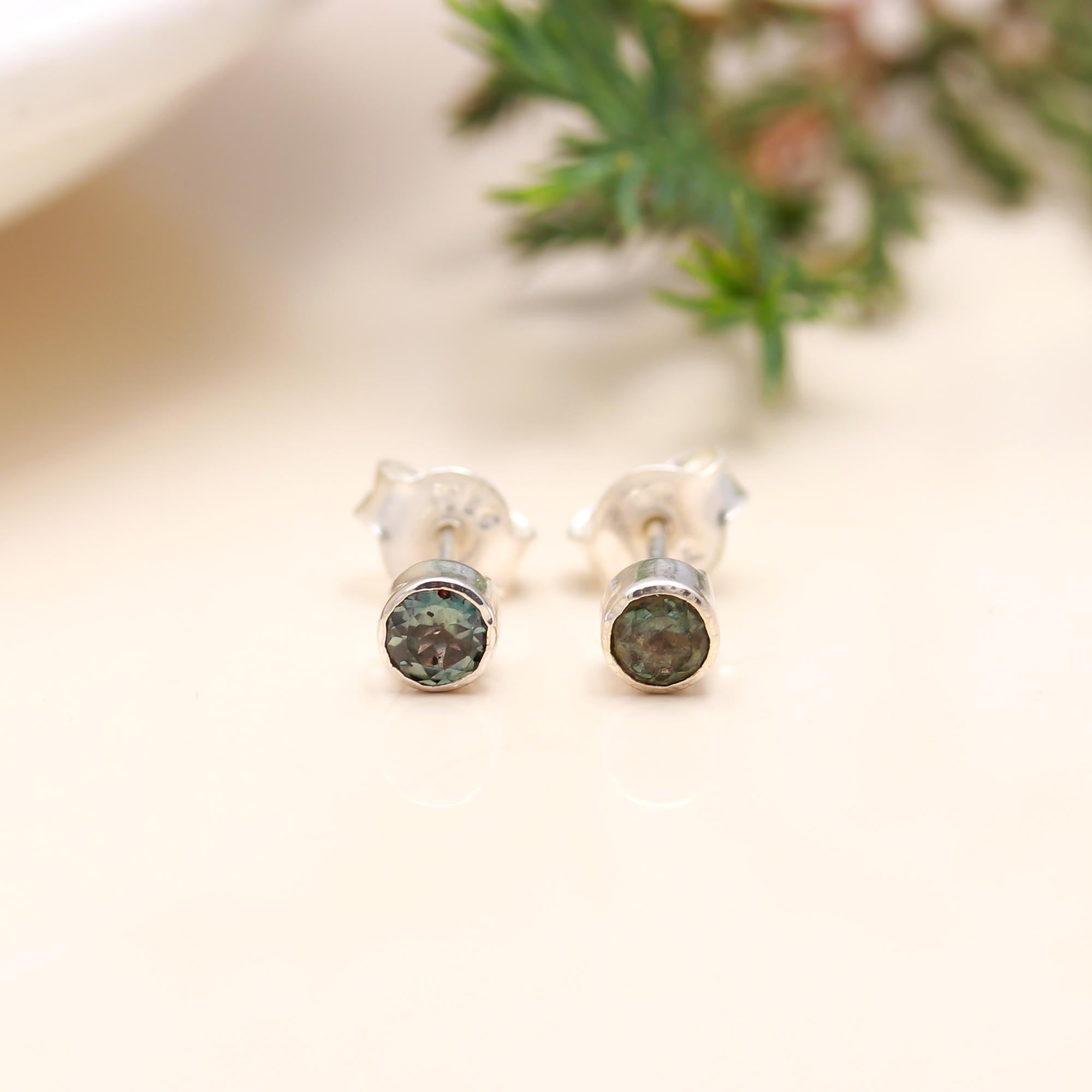 925 Sterling Silver Tourmaline Stud Earrings
