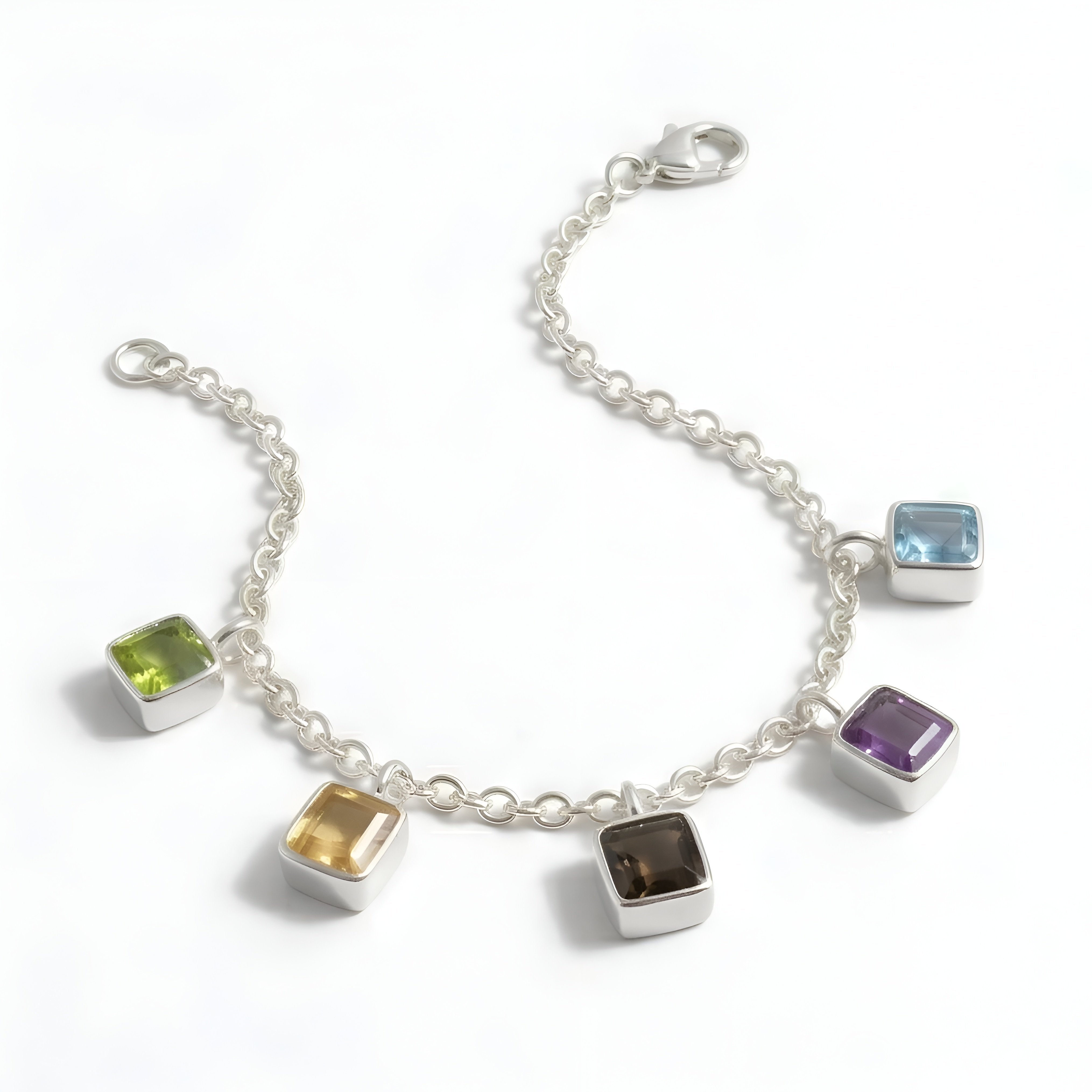 The Murano Prism: Gemstone Charm Silver Bracelet