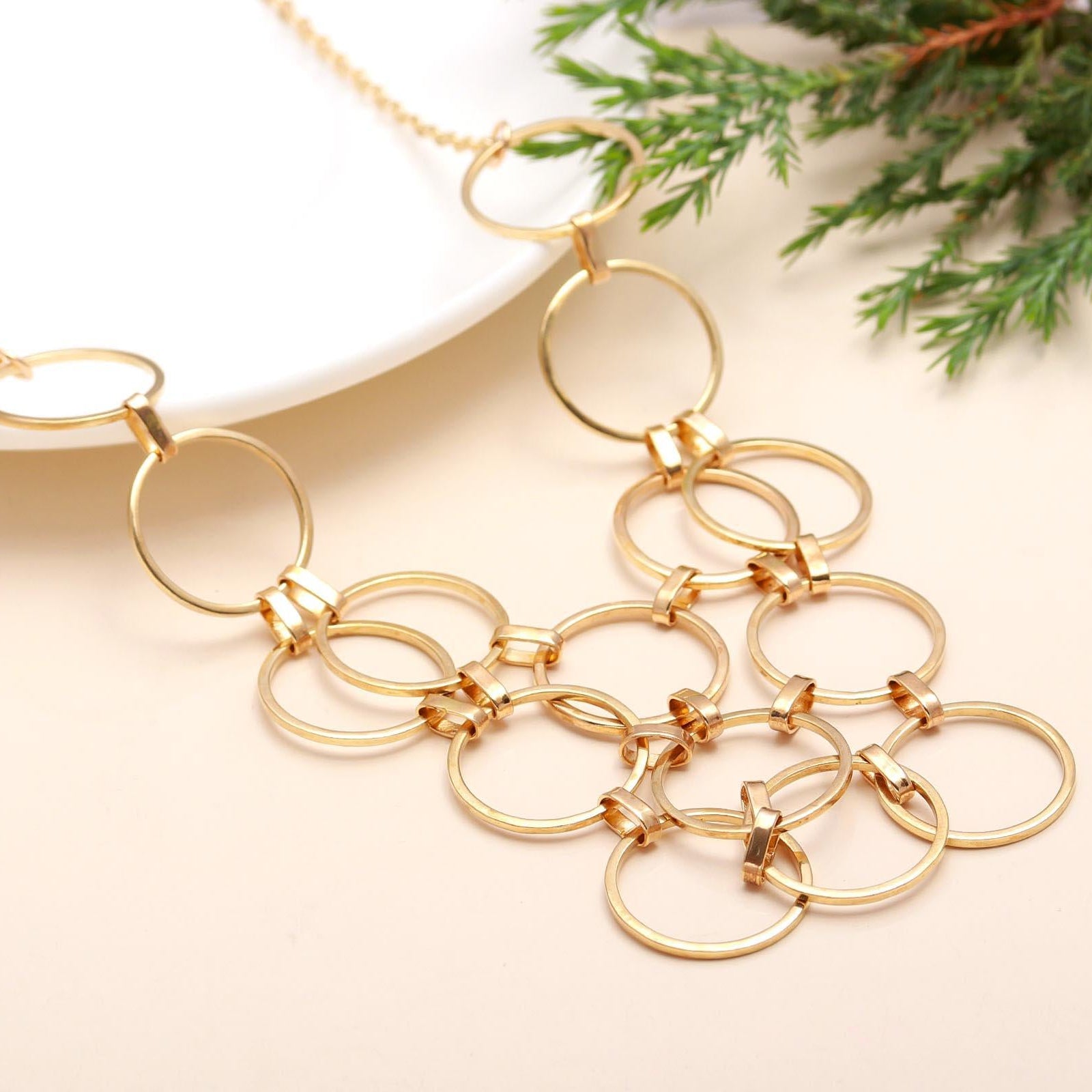 The Golden Armor: Interlocking Ring Bib Necklace