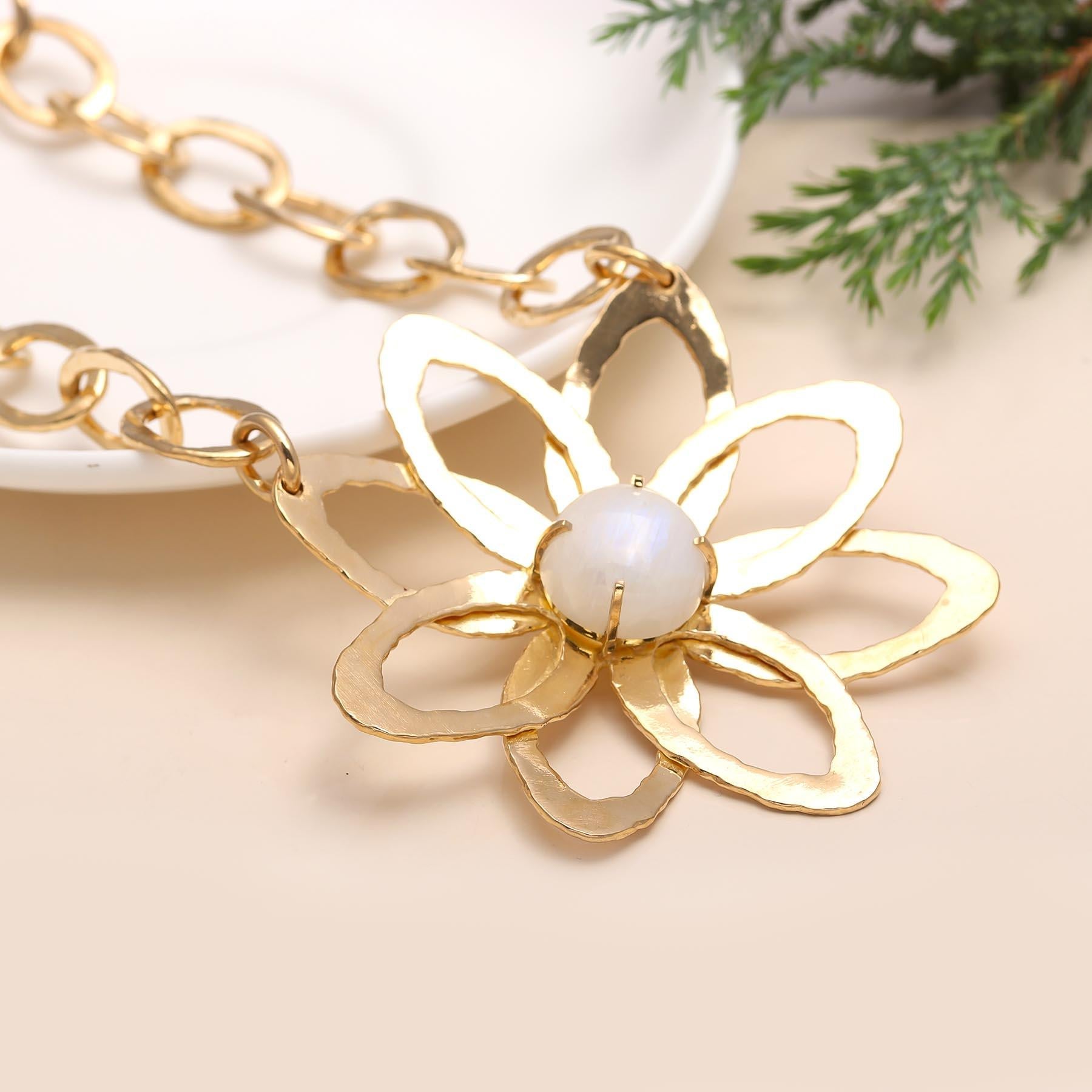 The White Lotus: Open Work Flower Necklace