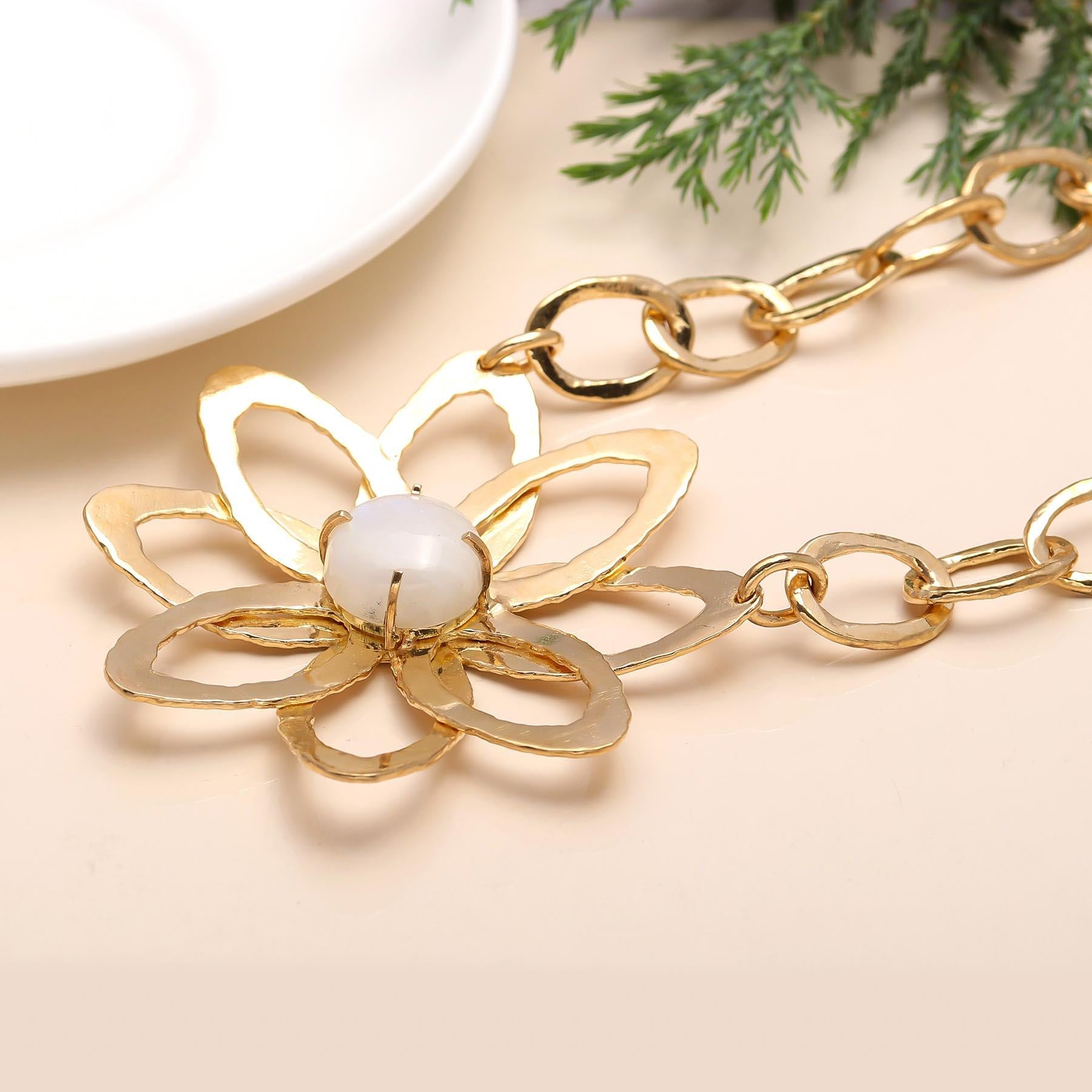 The White Lotus: Open Work Flower Necklace