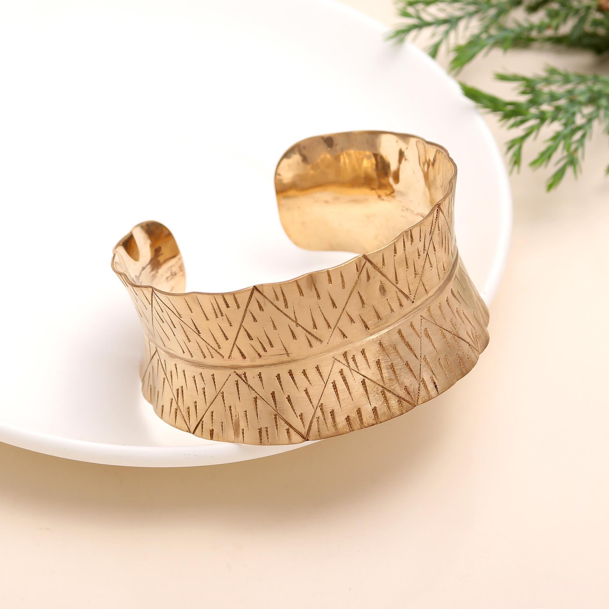 The Artisan Shield: Textured Gold Cuff