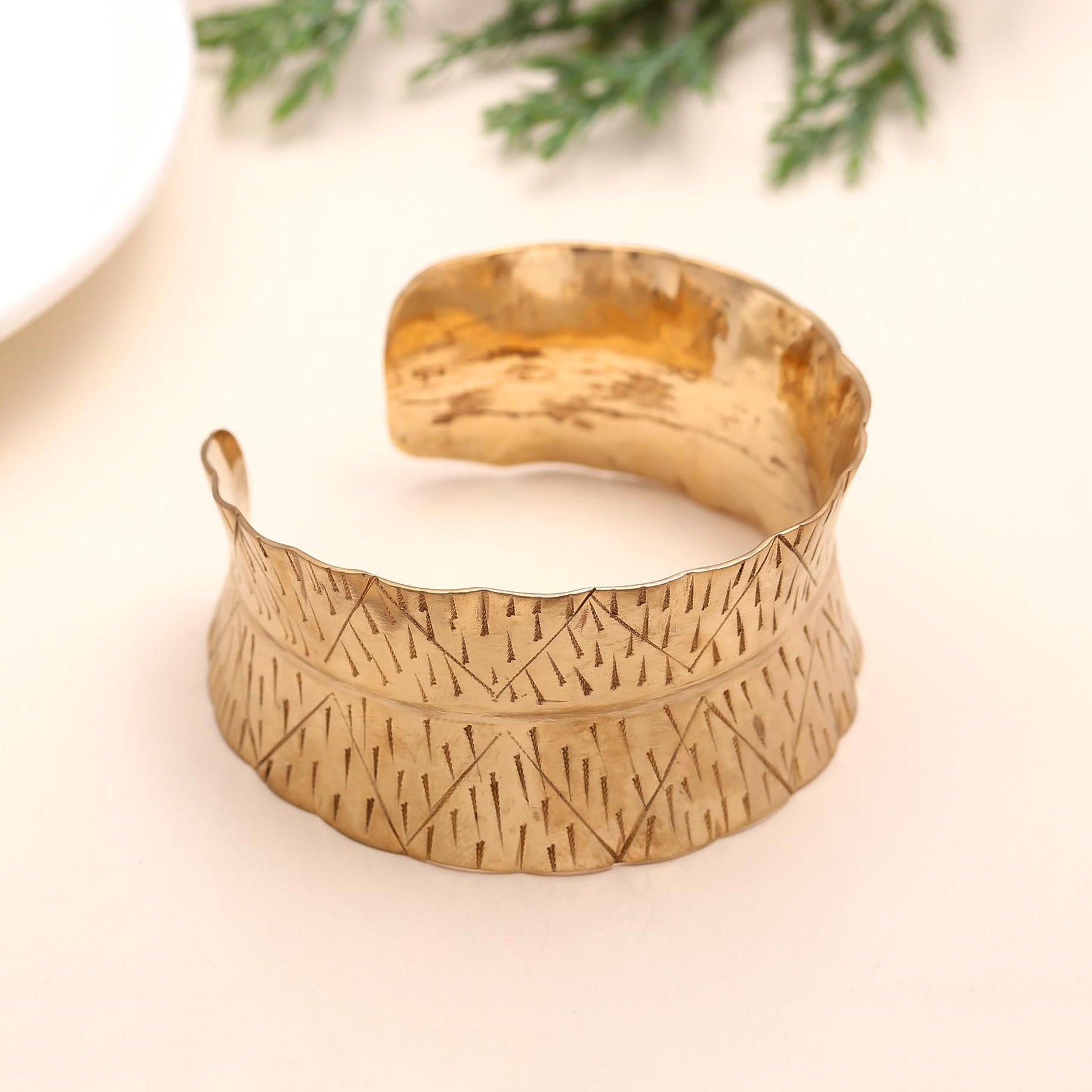 The Artisan Shield: Textured Gold Cuff