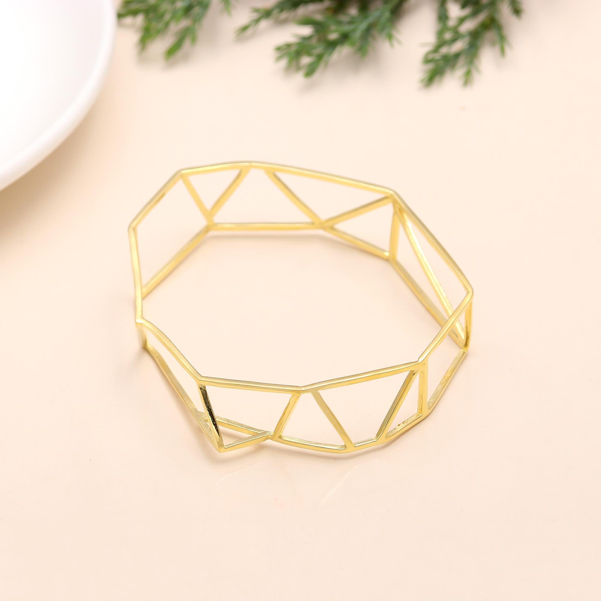 925 Silver Geometric Open Frame Bangle