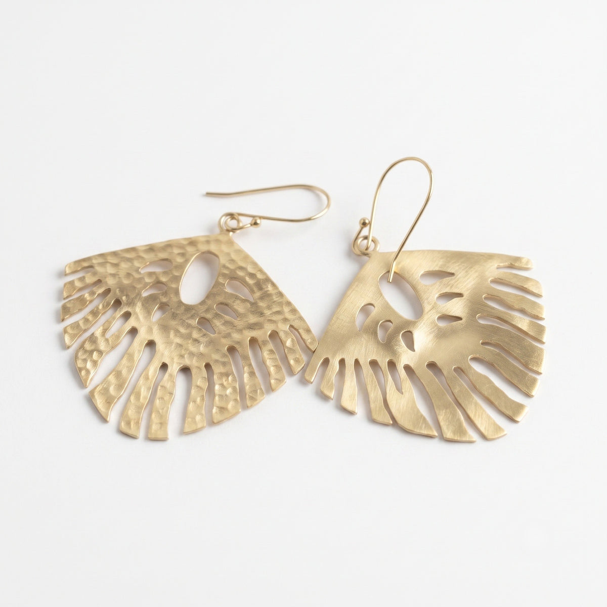 The Tulum Palm: Reversible Hammered Fan Leaf Earrings