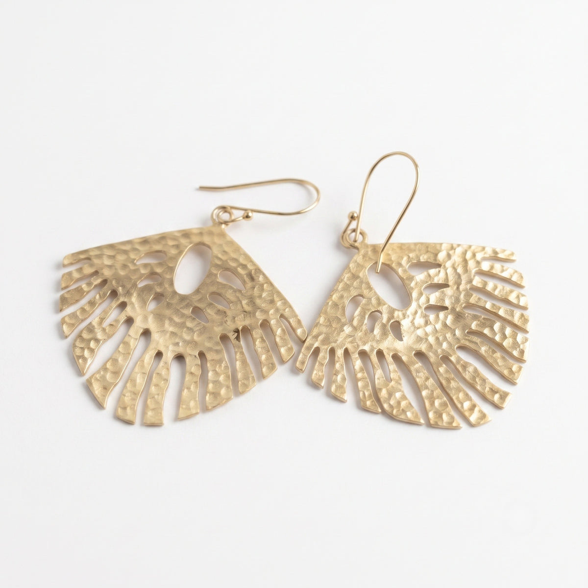 The Tulum Palm: Reversible Hammered Fan Leaf Earrings