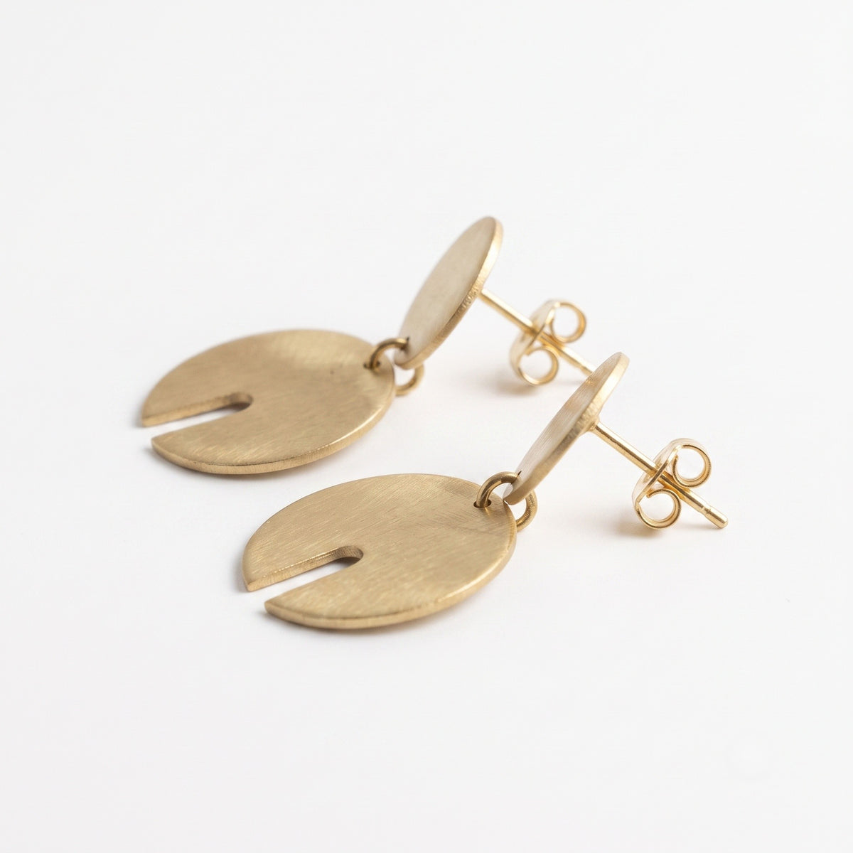 The Eclipse: Brushed Double Disc Drop Earrings