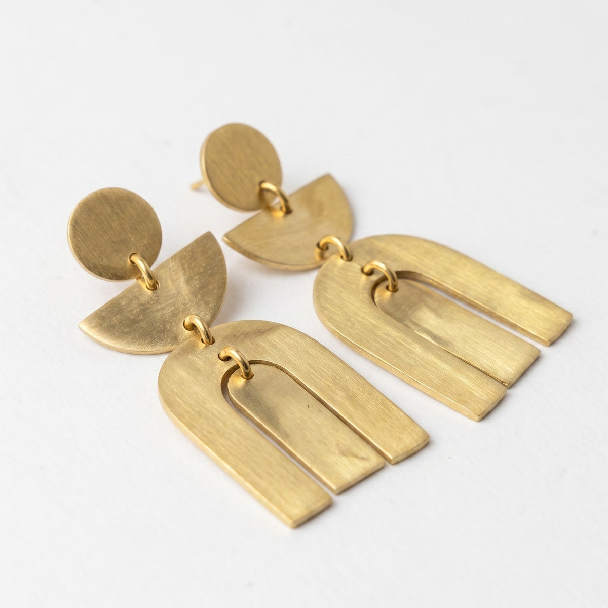 The Desert Arch: Geometric Tiered Statement Earrings