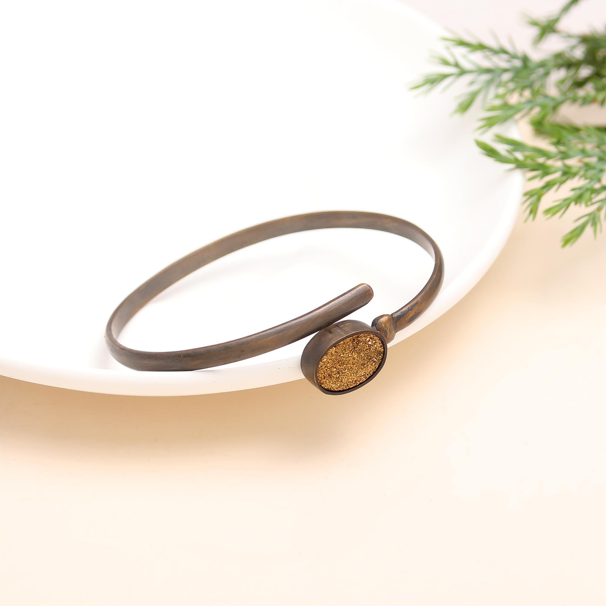 925 Silver Druzy Open Cuff Bracelet