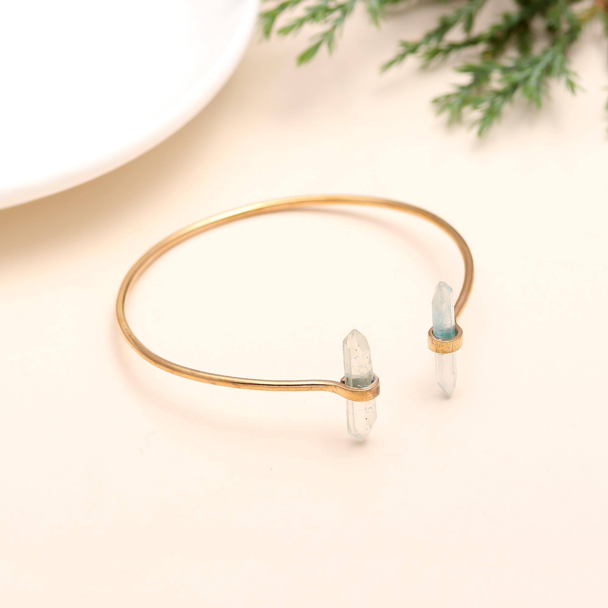 The Crystal Gateway: Gold Vermeil & Quartz Point Cuff