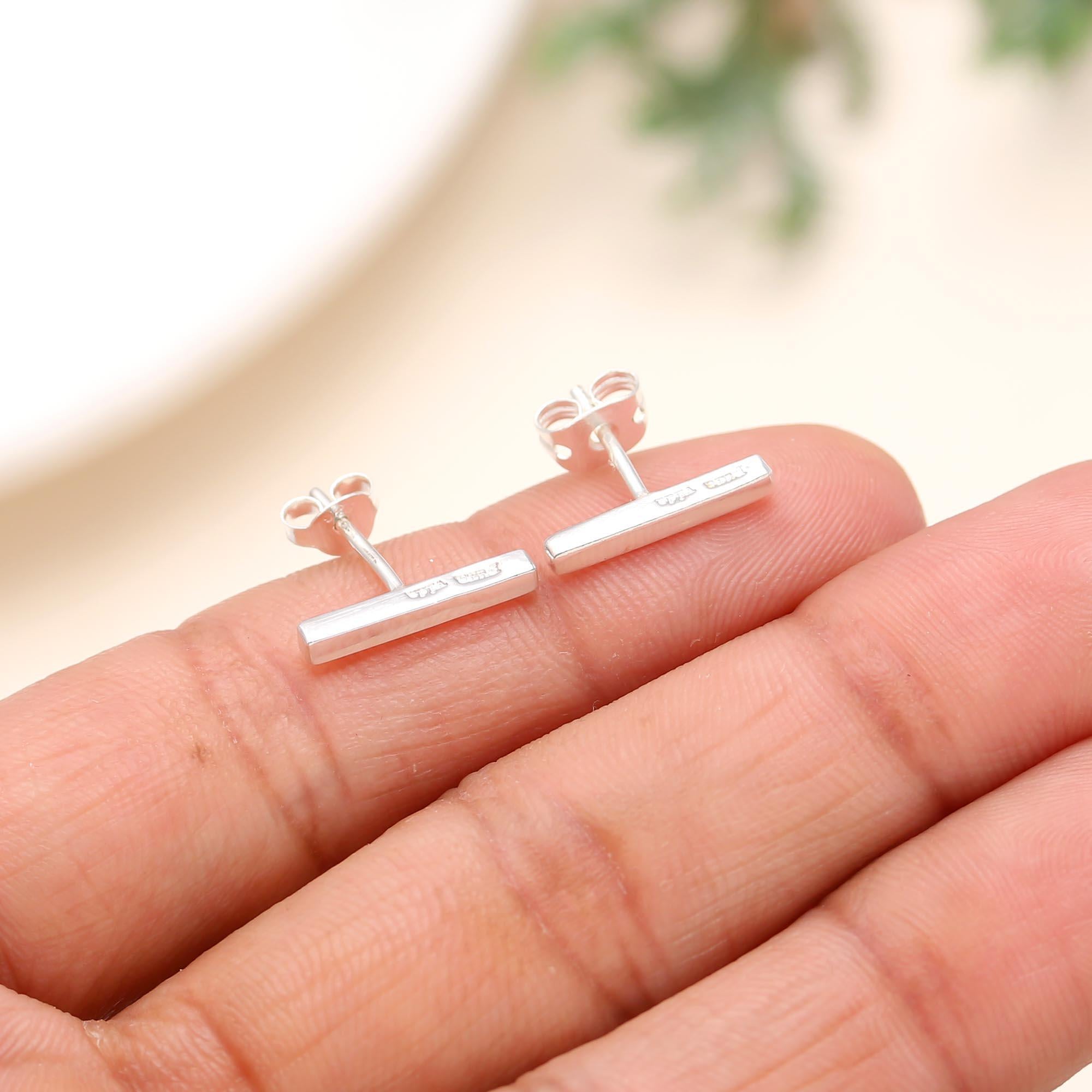 925 Sterling Silver Bar Stud Earrings