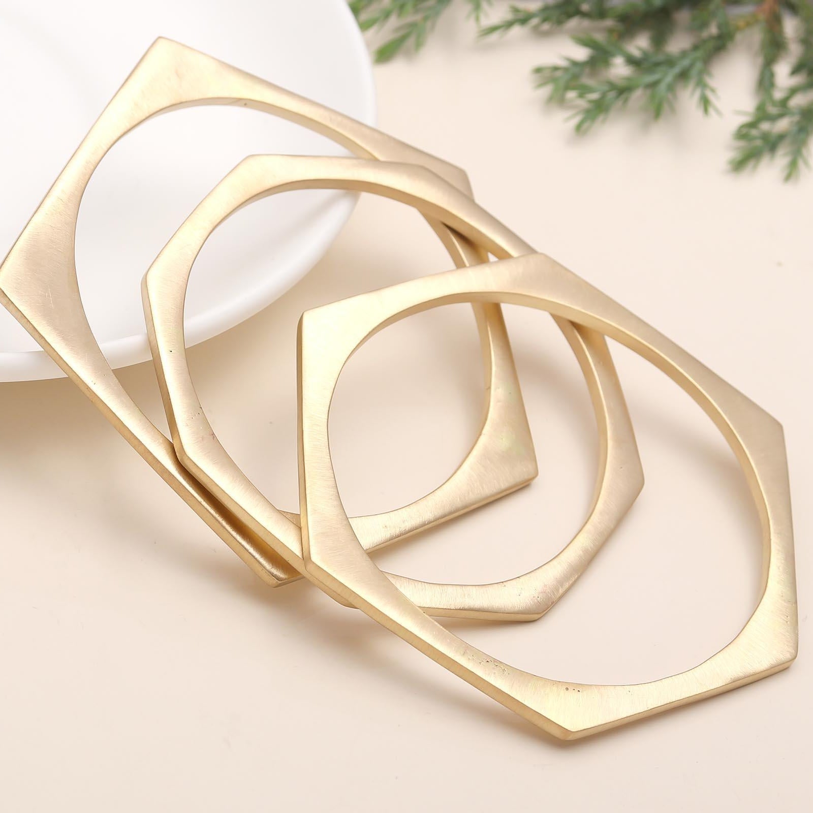 The Architectural Trio: Satin Gold Bangle Set