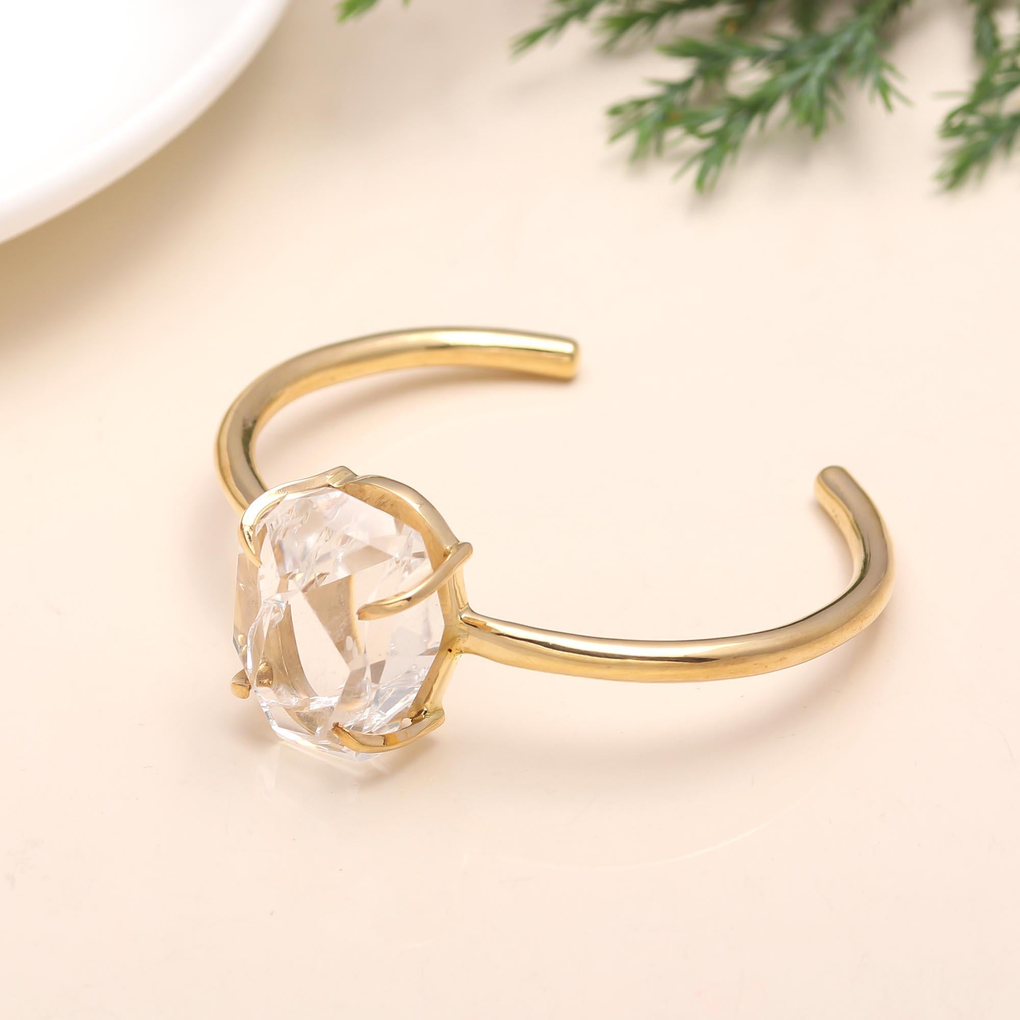 925 Silver Quartz Cuff Bracelet