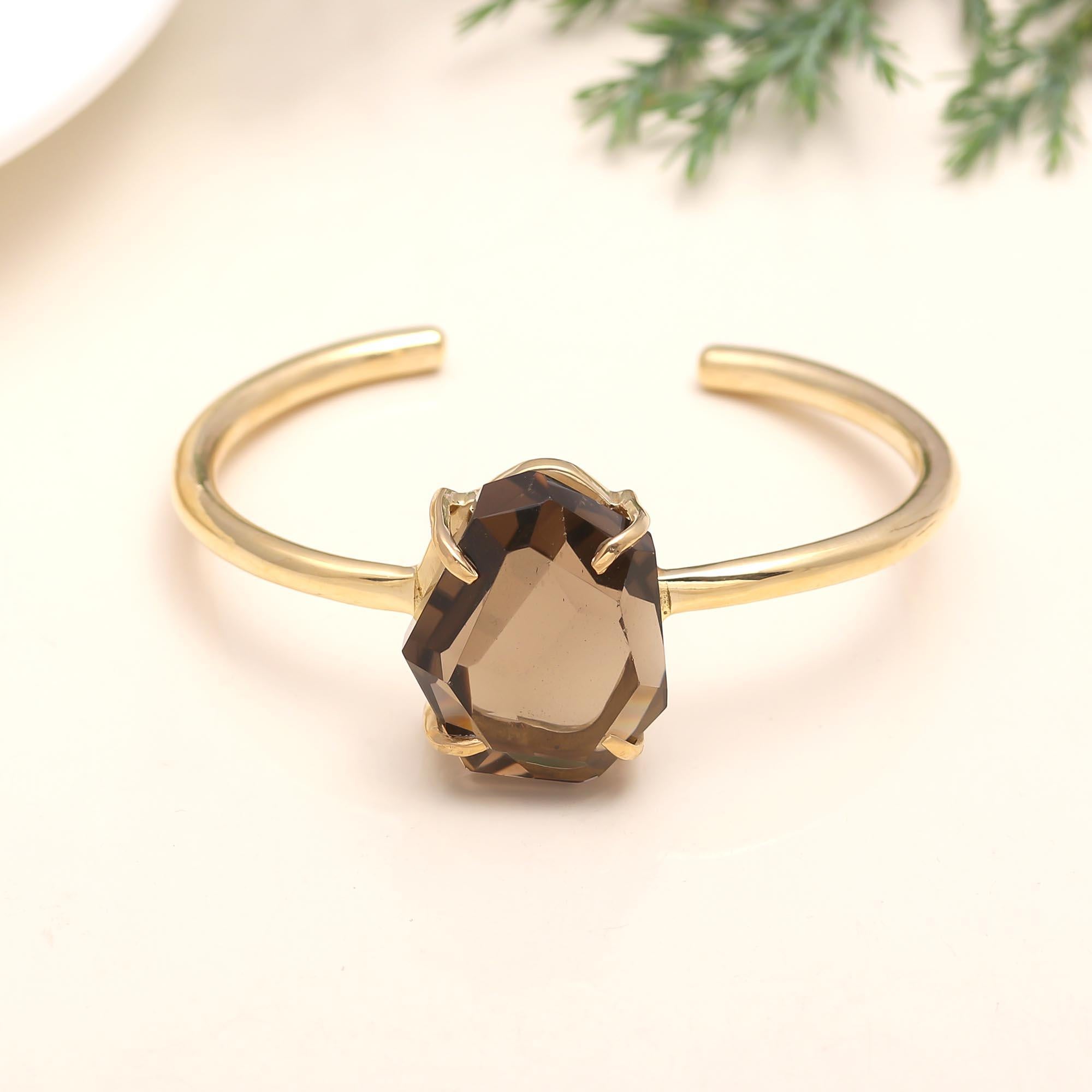 925 Silver Smoky Quartz Cuff Bracelet