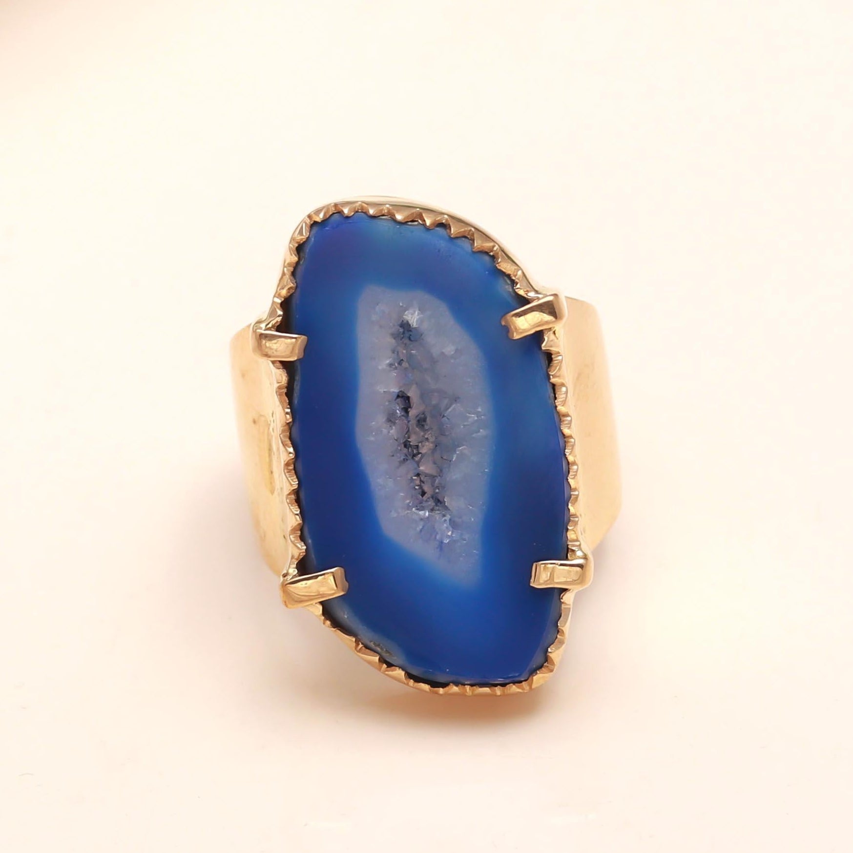 The Blue Horizon: Blue Geode Slice Ring