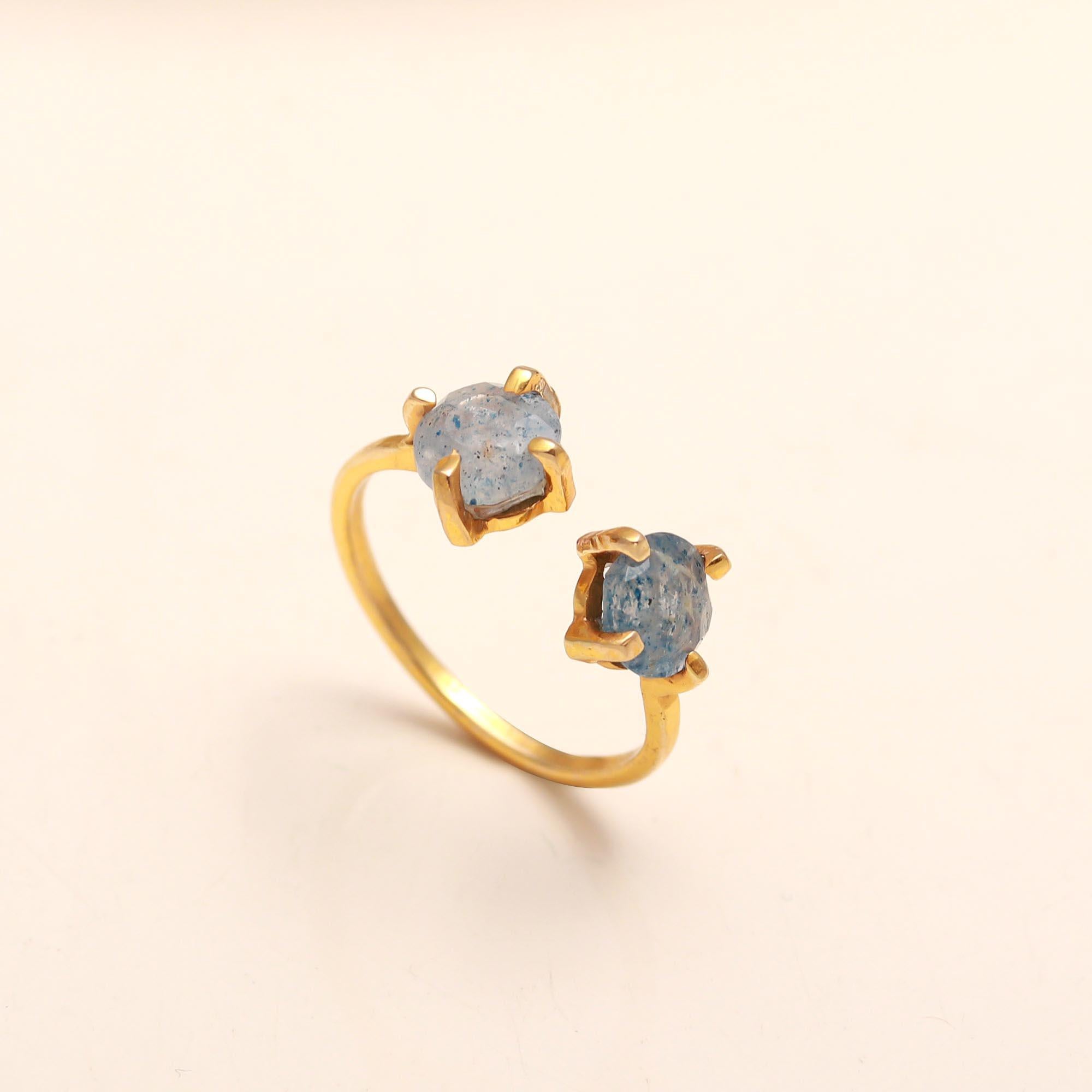 925 Silver Blue Druzy Open Ring