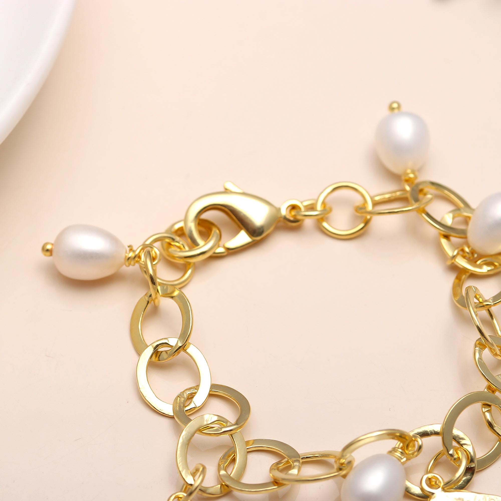 The Roman Heritage: Pearl Gold Coin Charm Bracelet