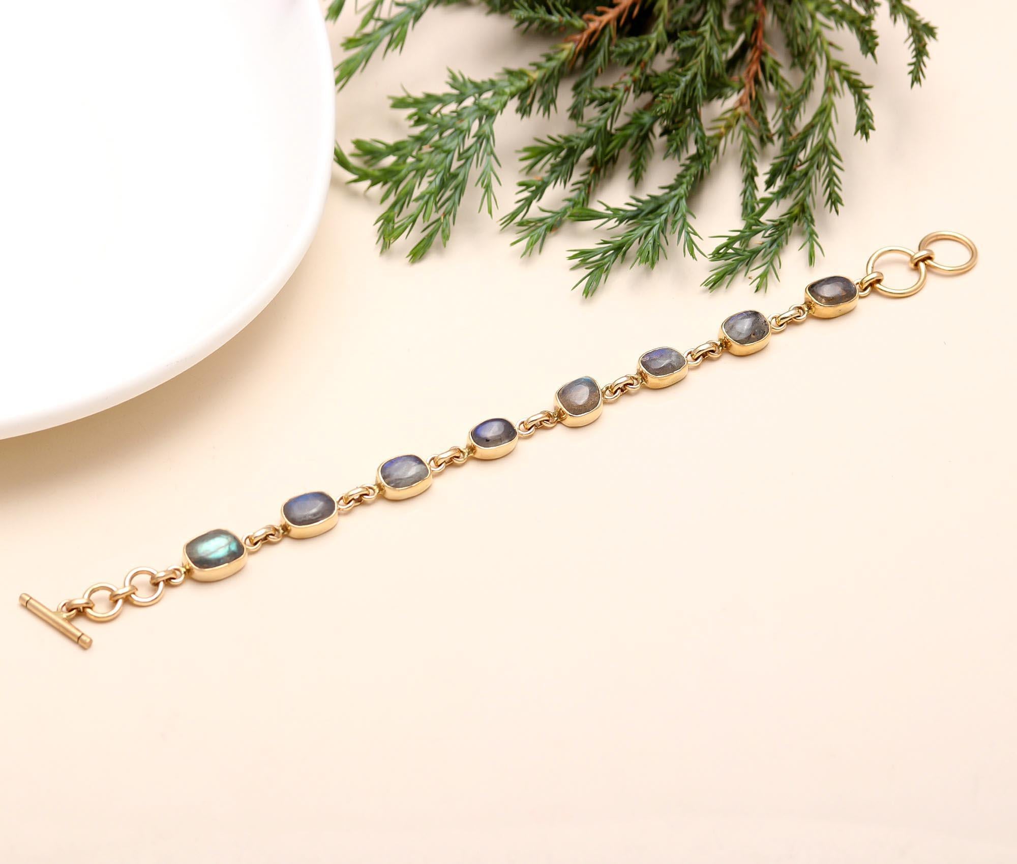 925 Silver Labradorite Station Bracelet