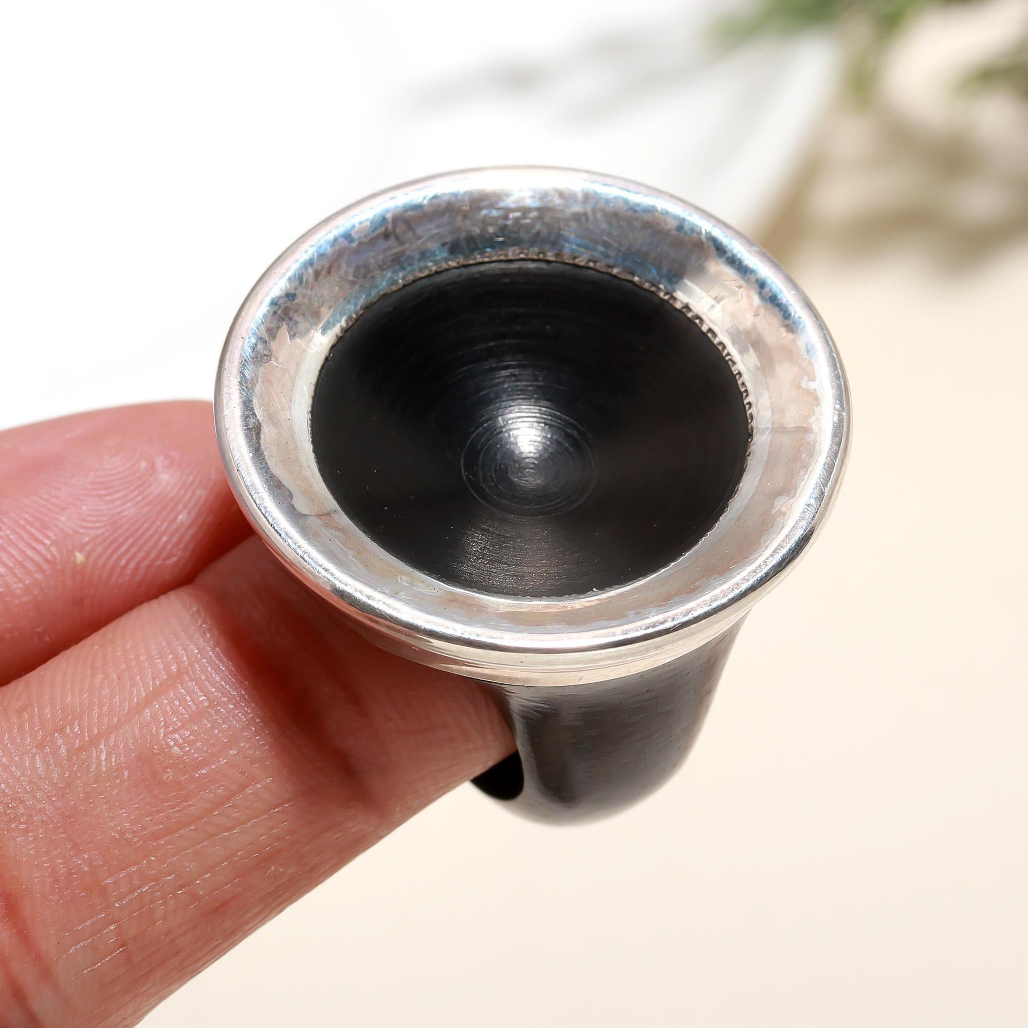 925 Silver Black Enamel Ring