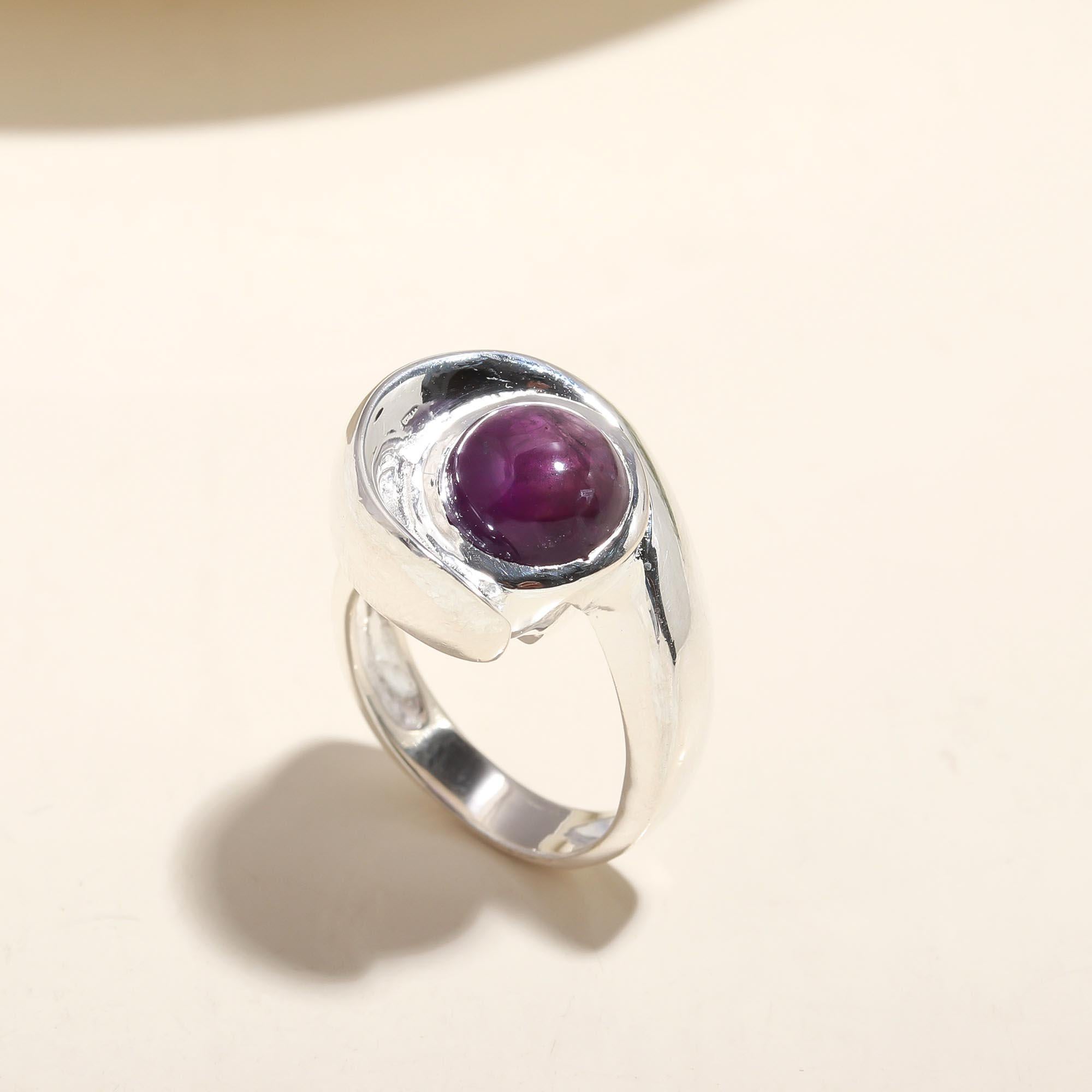925 Silver Amethyst Swirl Ring