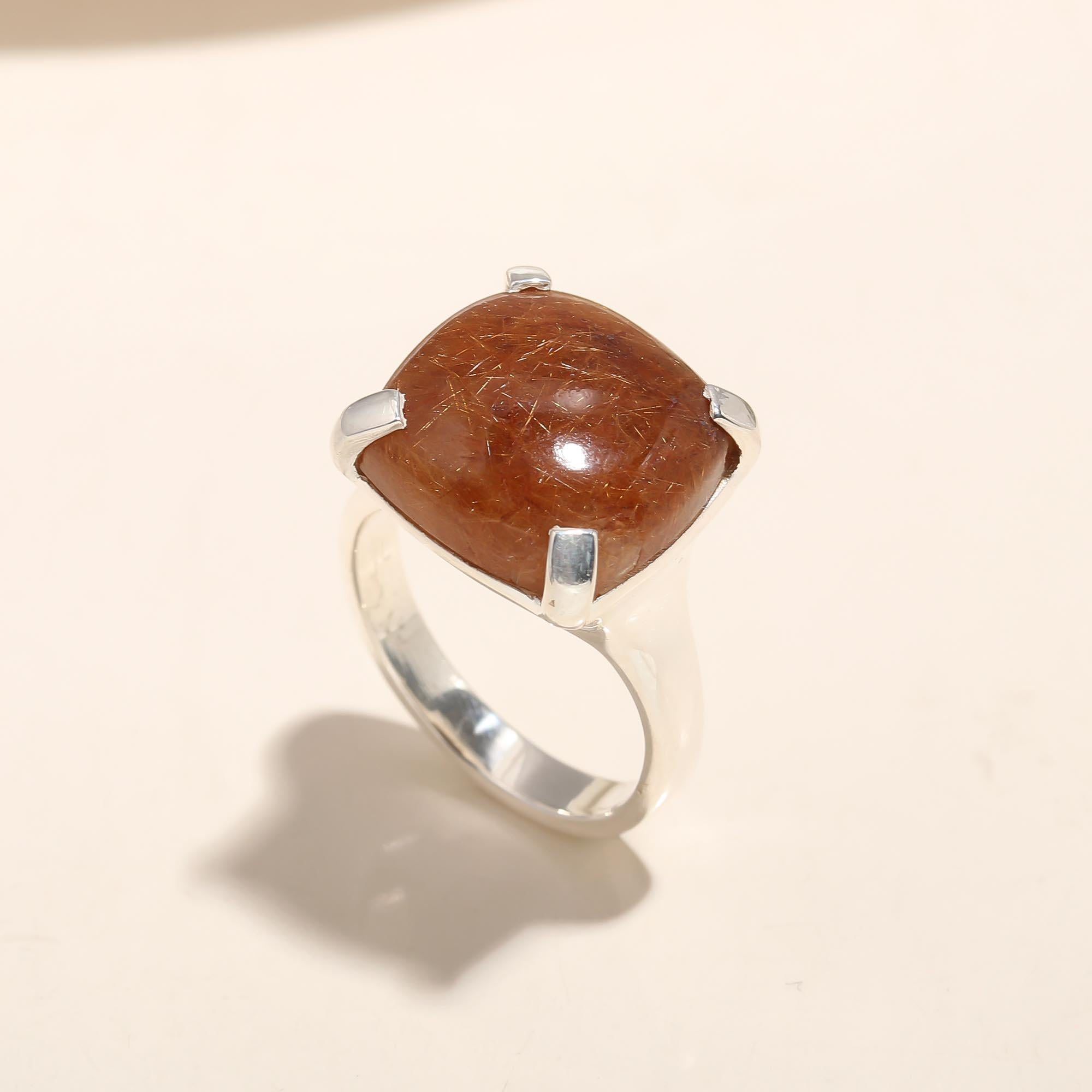 925 Silver Rutilated Quartz Ring