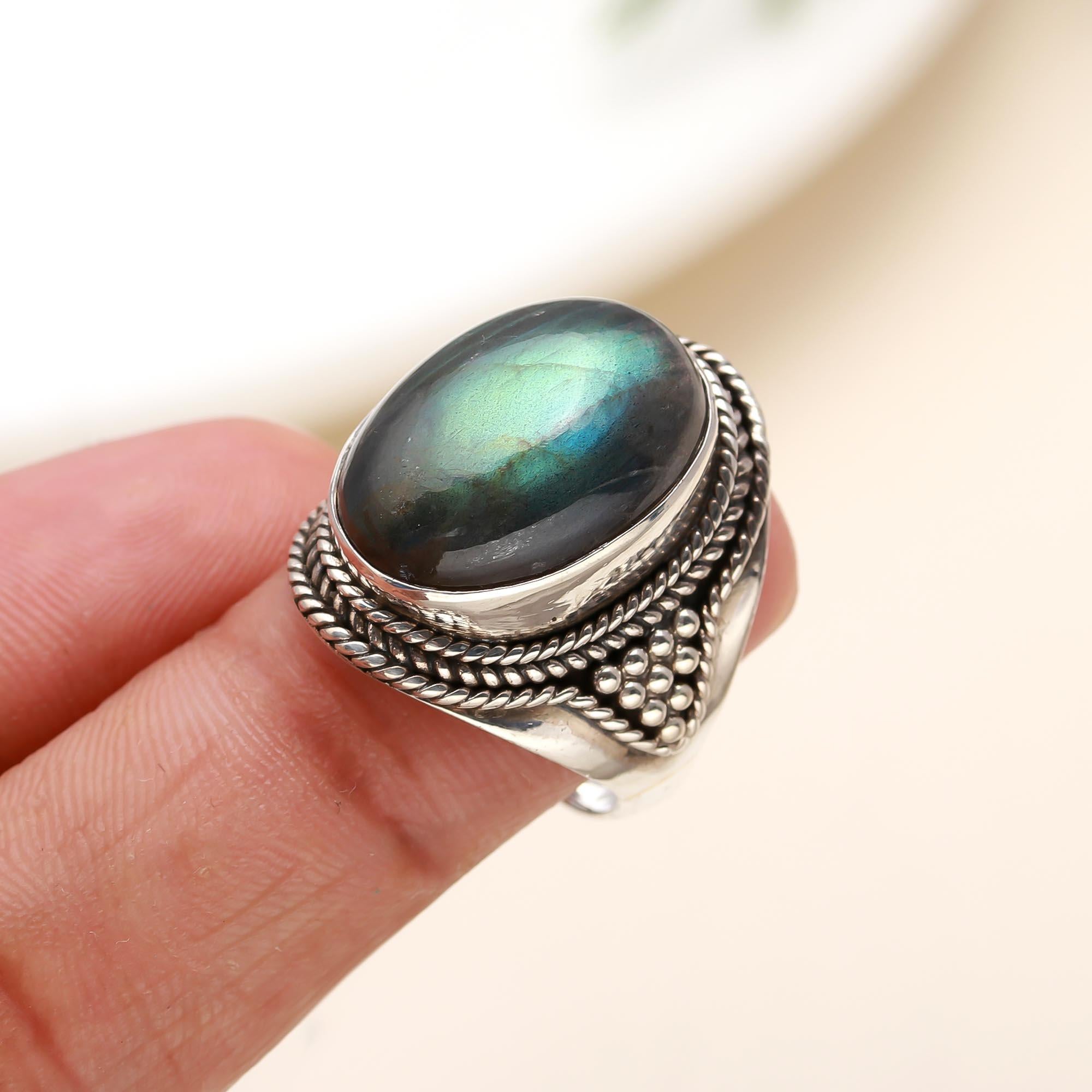 925 Silver Labradorite Boho Ring