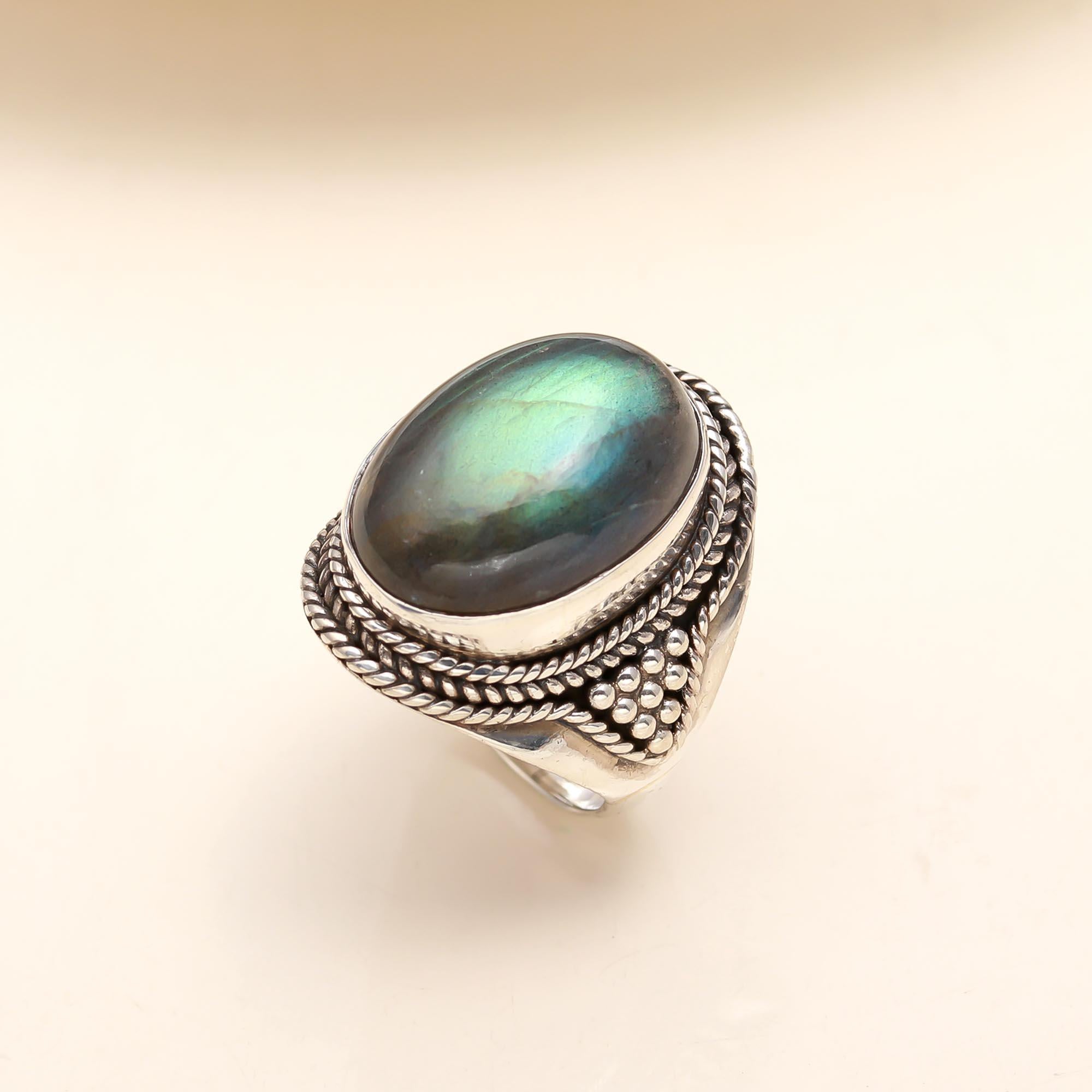 925 Silver Labradorite Boho Ring