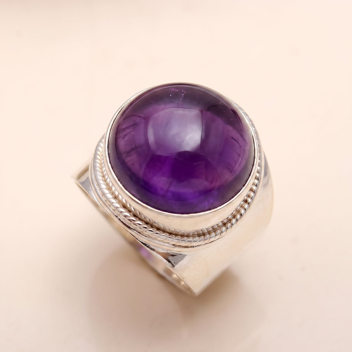 925 Silver Oval Moonstone Ring