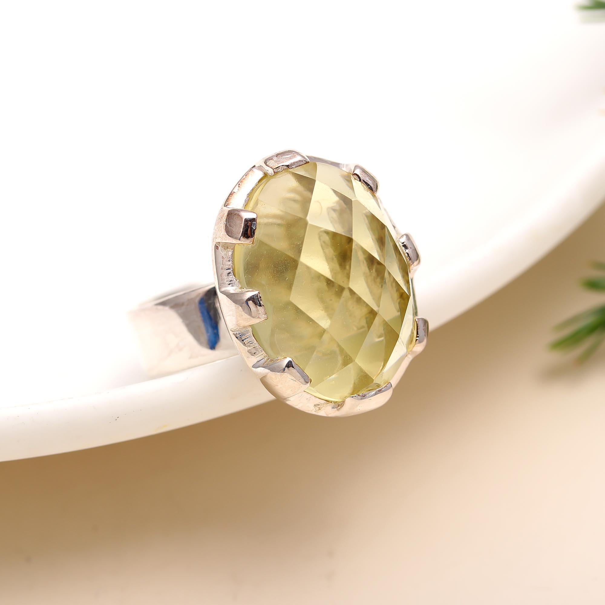 925 Silver Lemon Quartz Ring