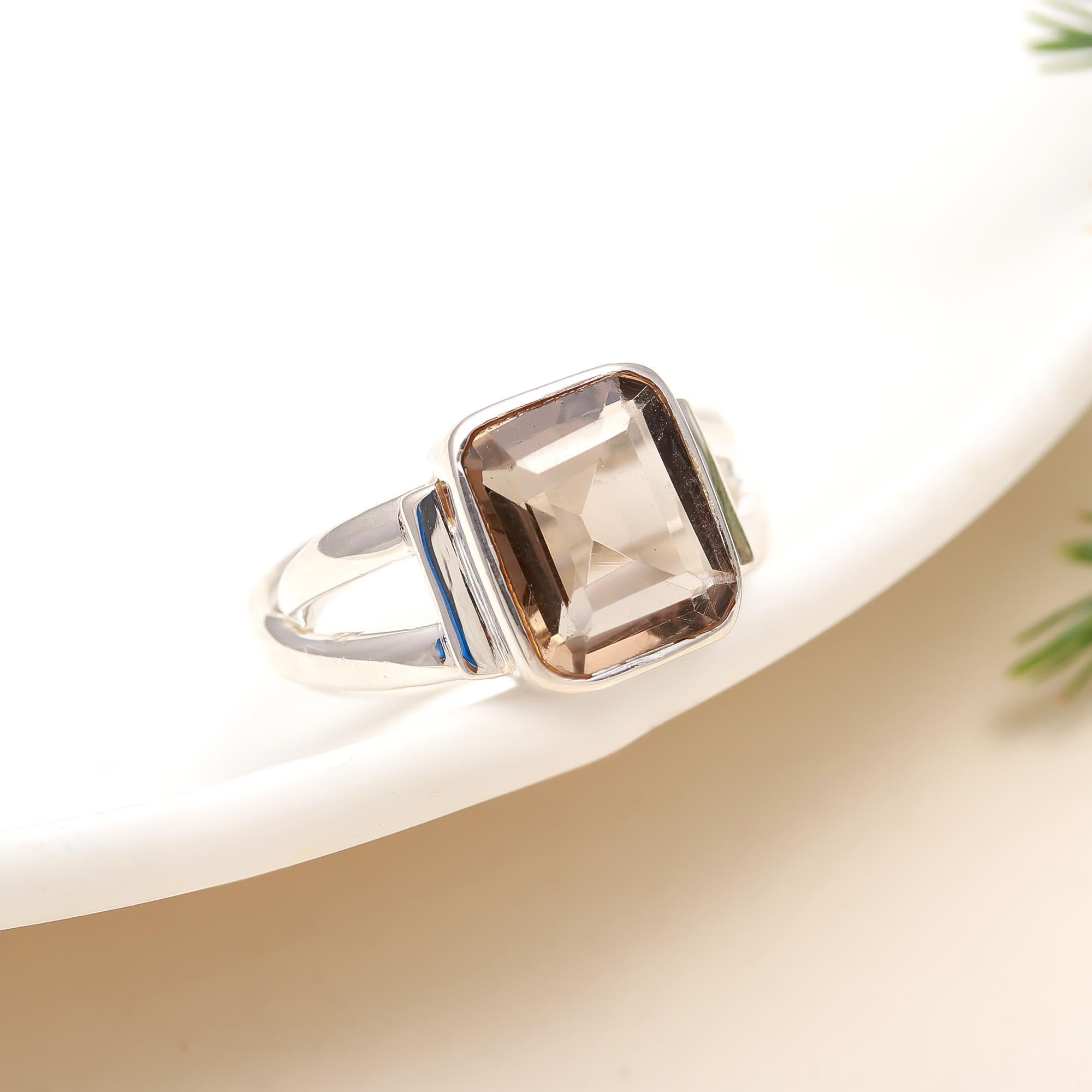 925 Silver Smoky Quartz Ring