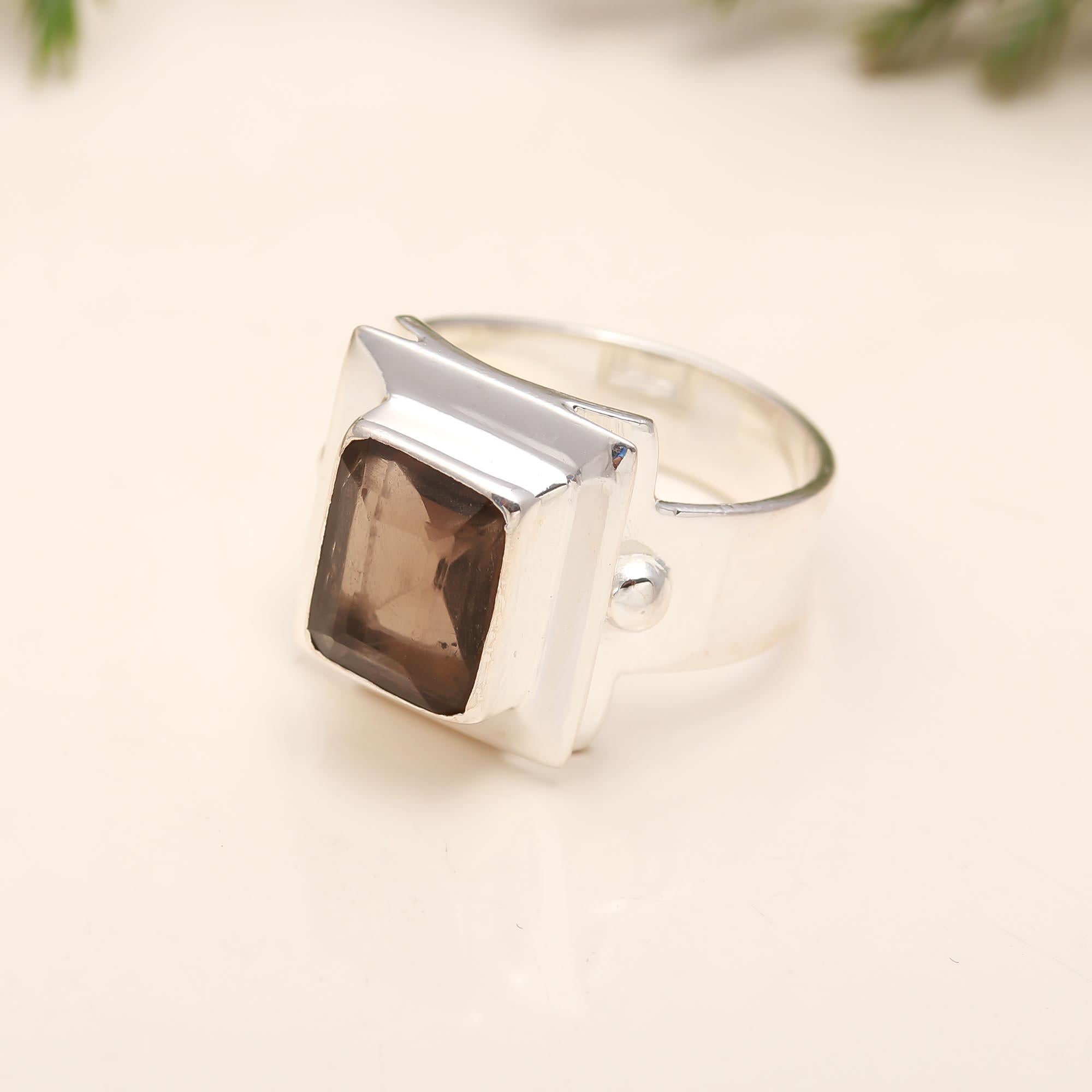 925 Silver Smoky Quartz Ring