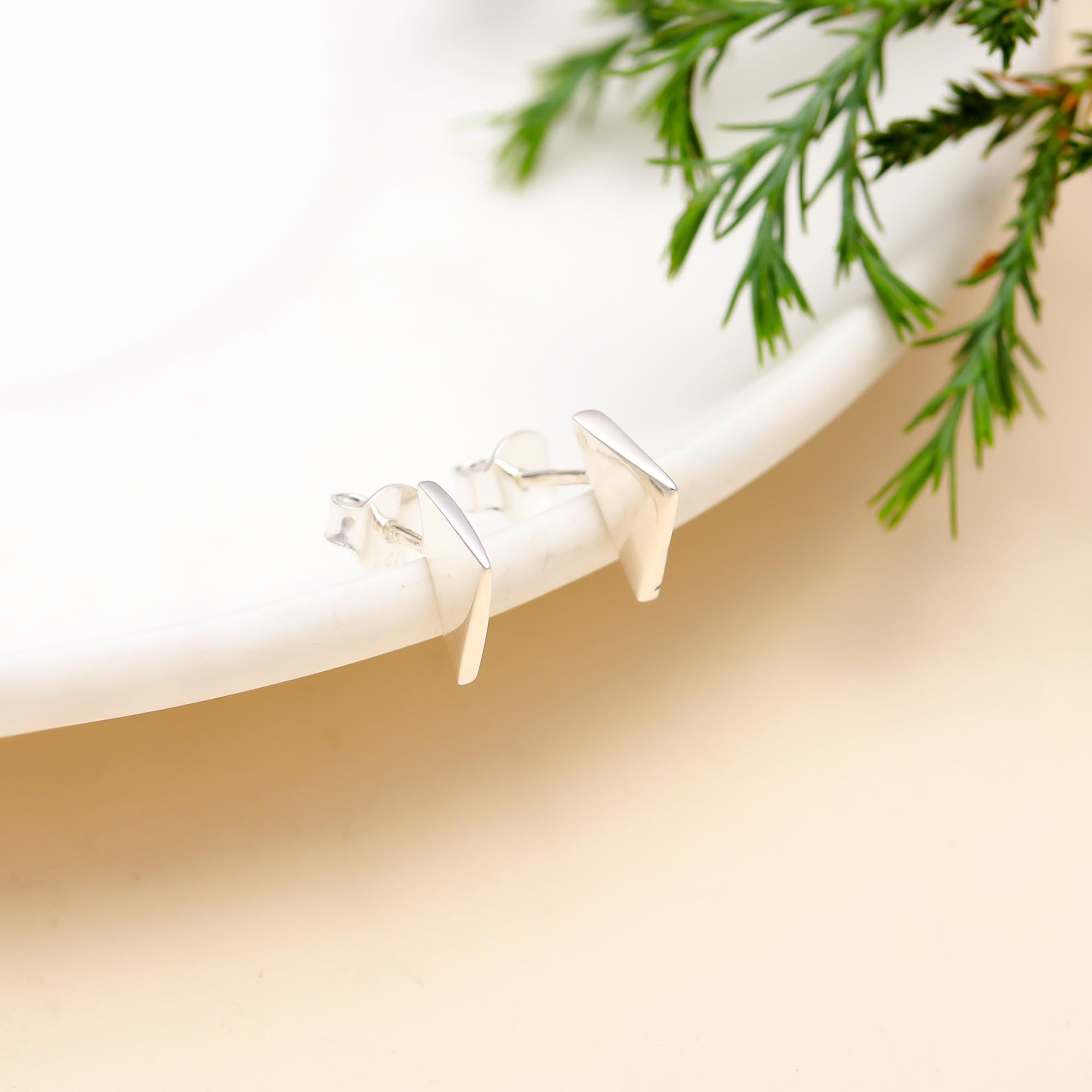 925 Sterling Silver Geometrical Earrings Push Back