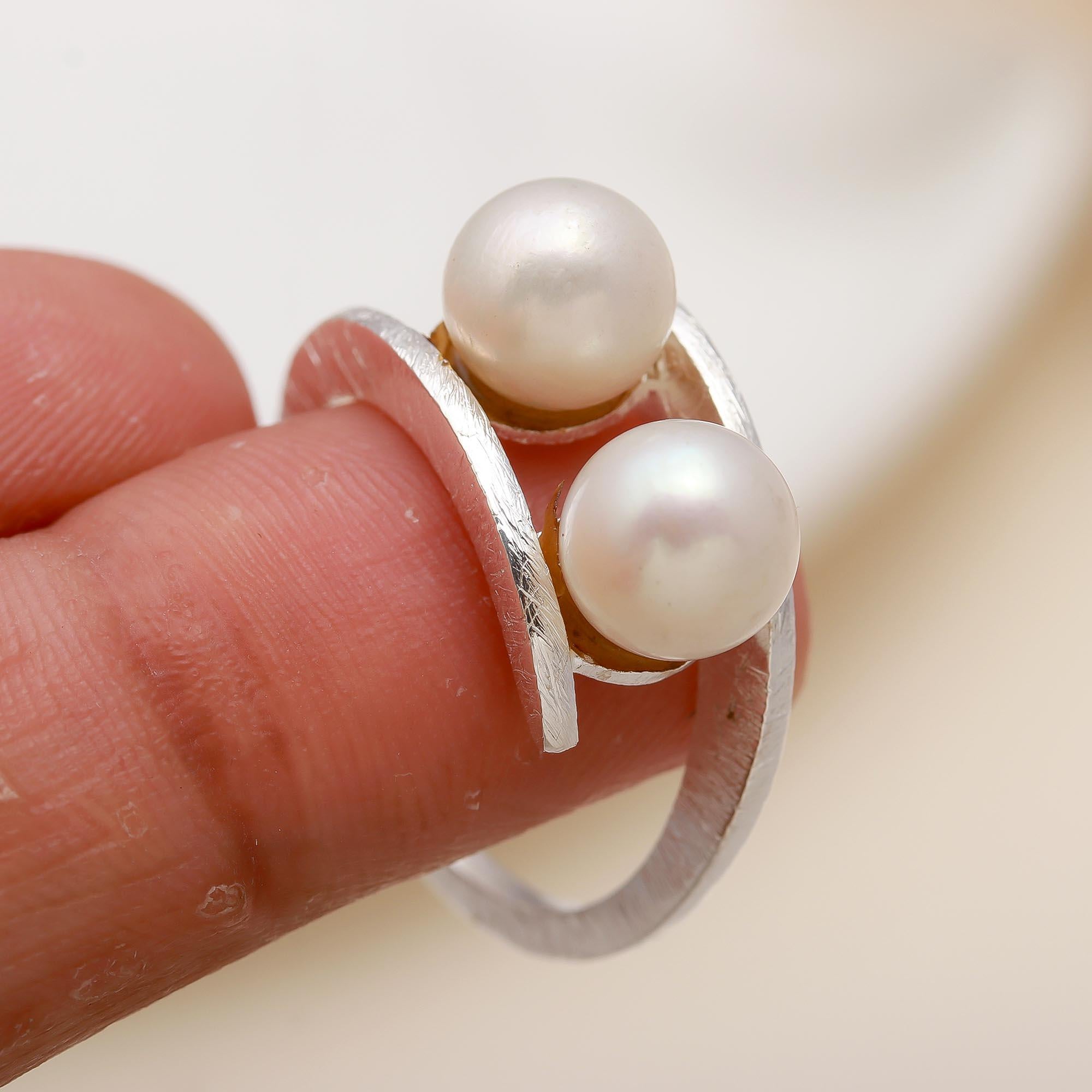 925 Silver Pearl Wrap Open Ring