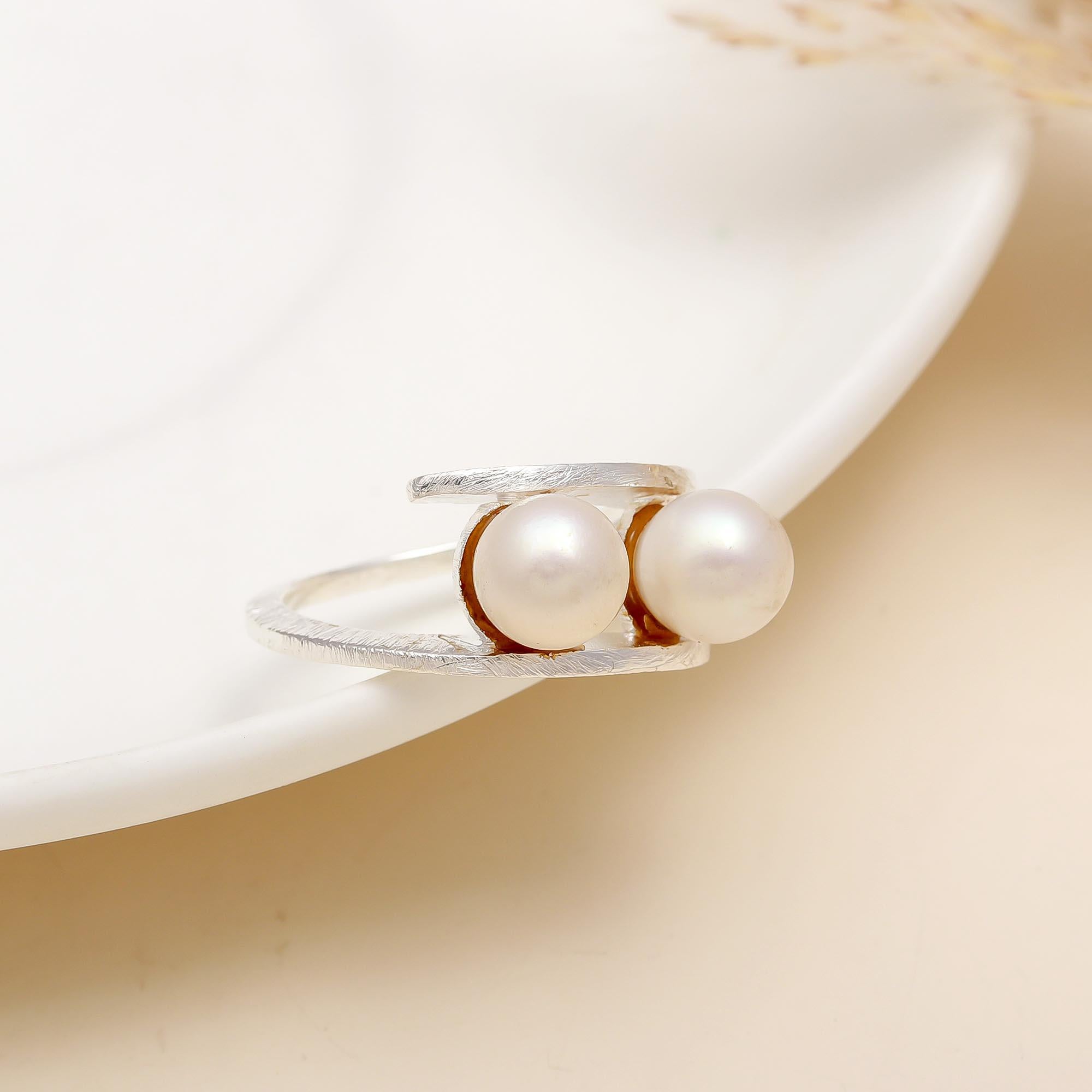 925 Silver Pearl Wrap Open Ring
