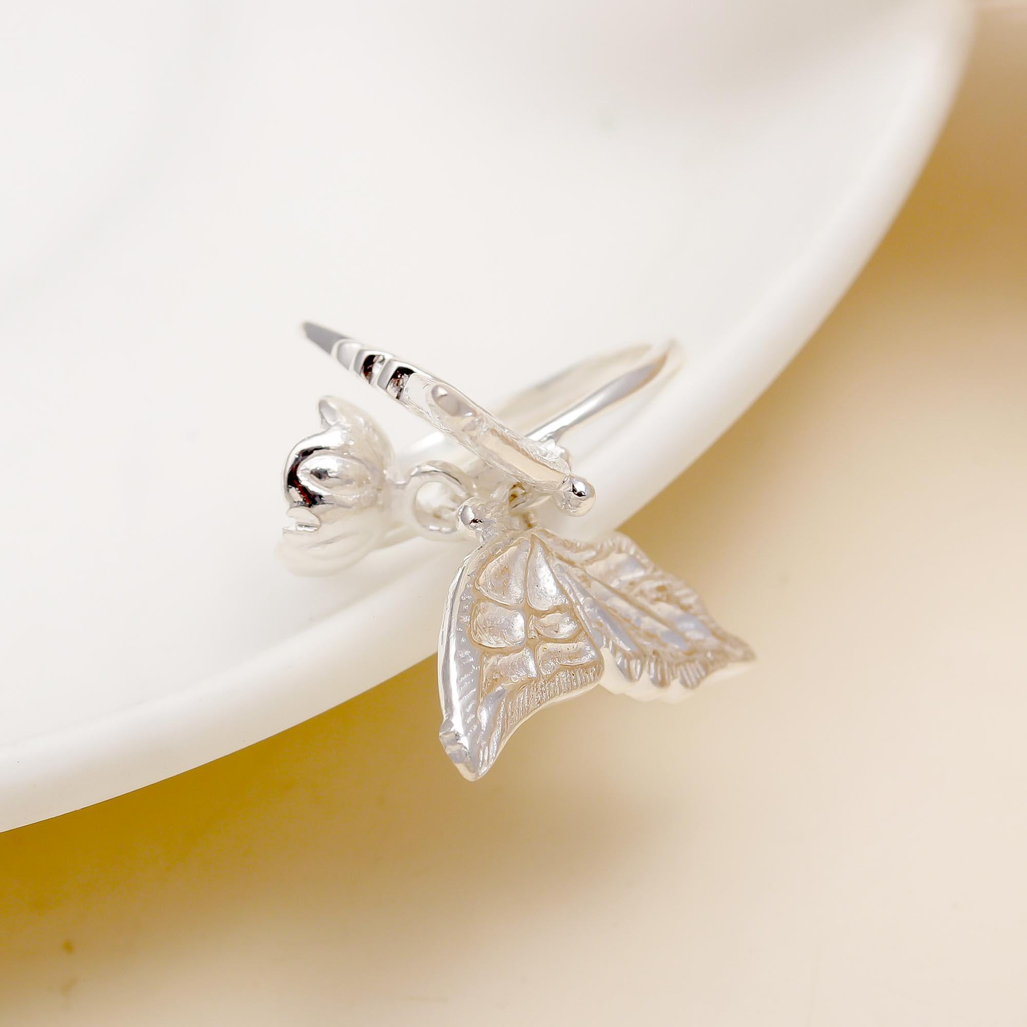 925 Silver Butterfly Charm Ring