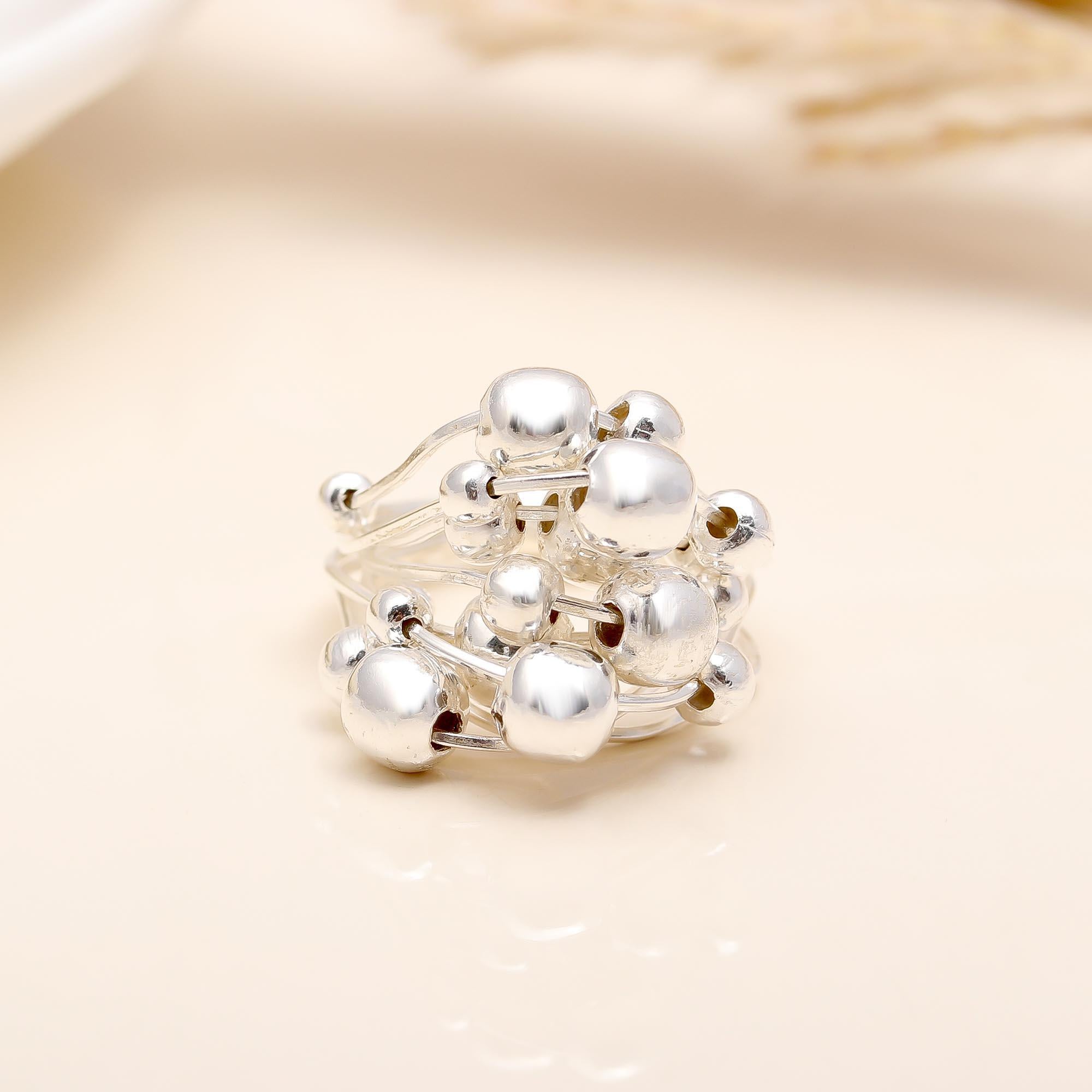925 Silver Ball Cluster Ring