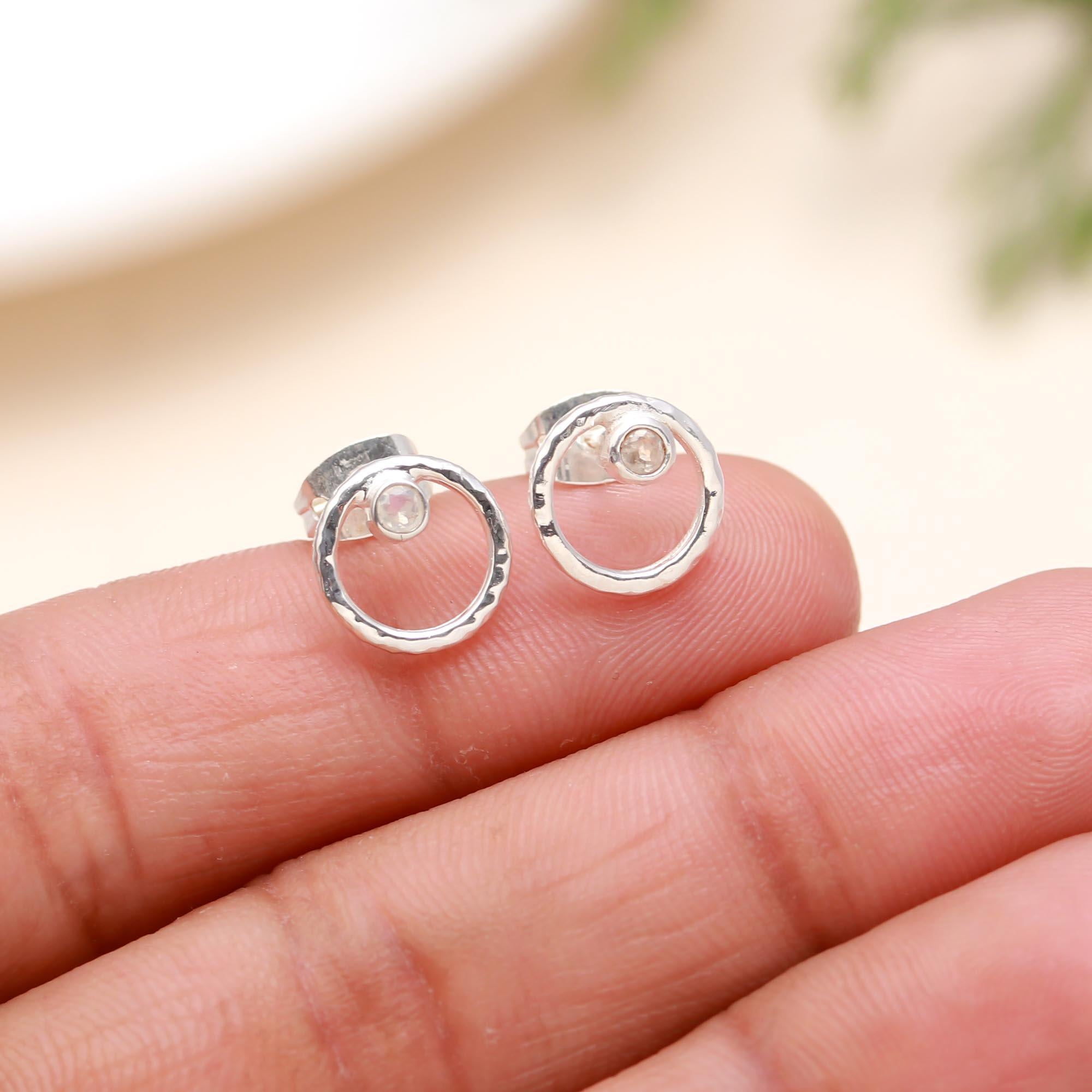 The Celestial Halo: Textured Silver Circle Studs