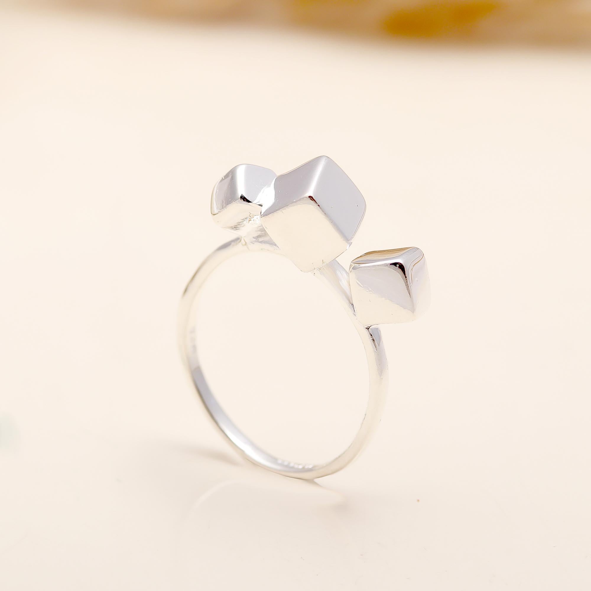 925 Silver Three Cube Ring