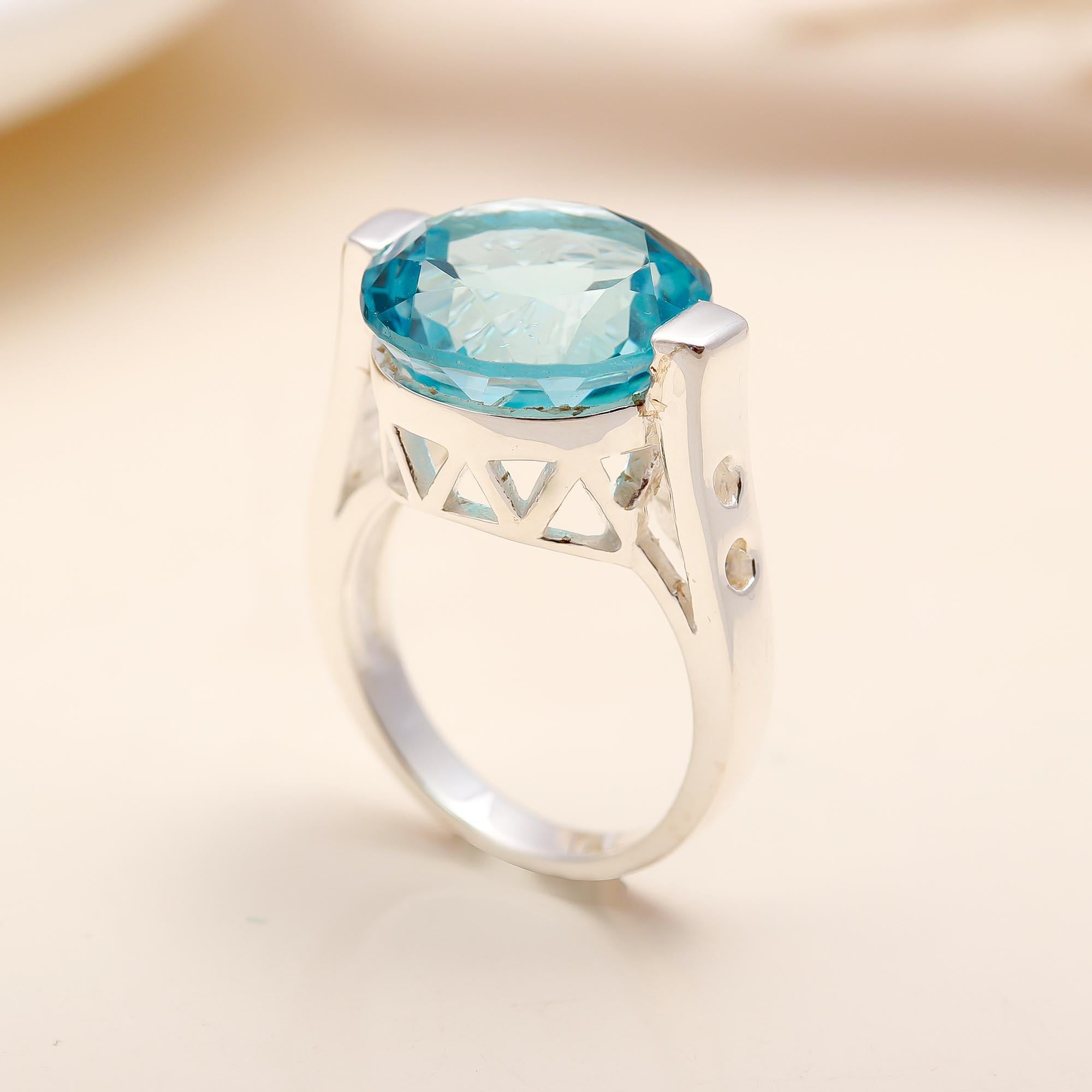 925 Silver Blue Topaz Ring