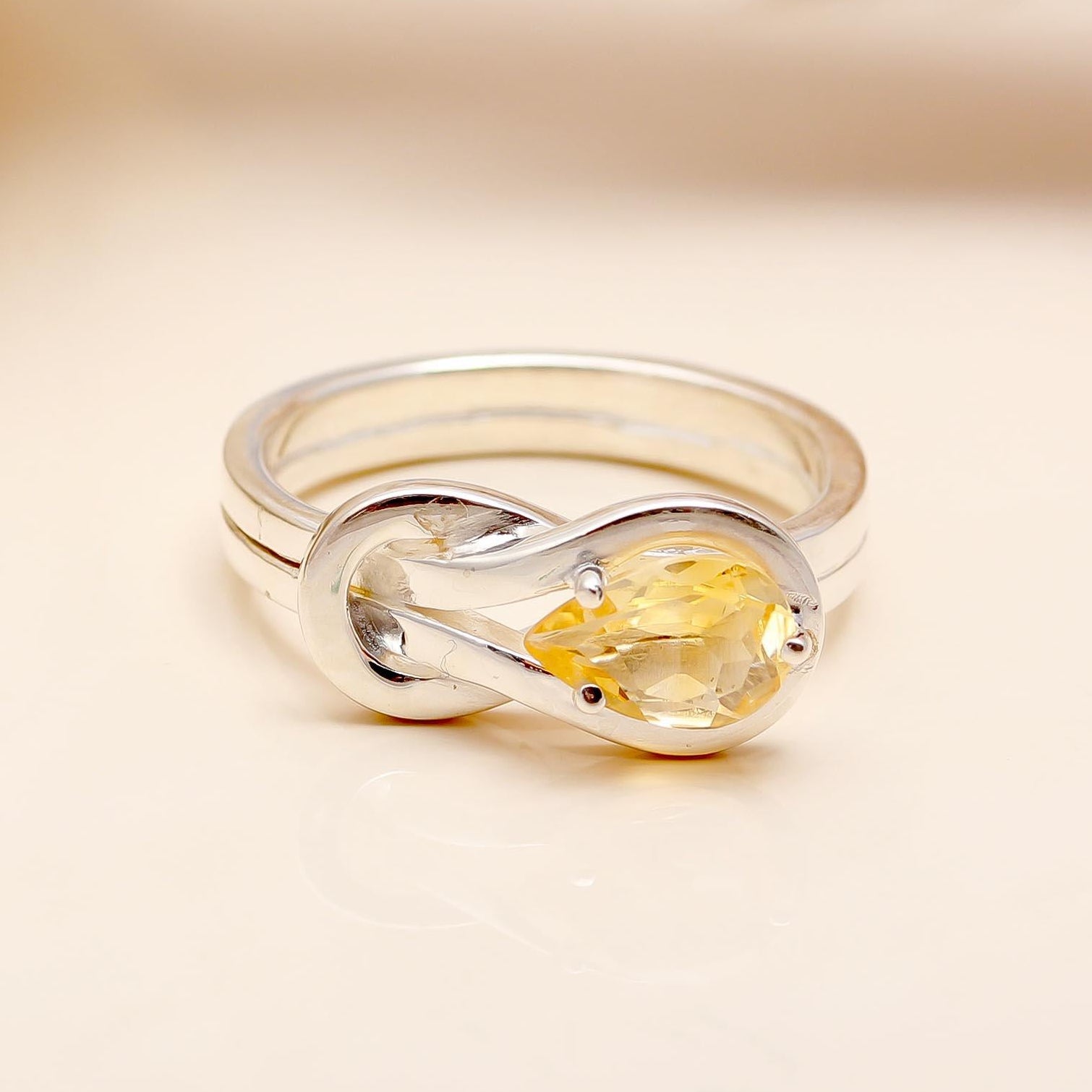 925 Silver Citrine Twist Ring