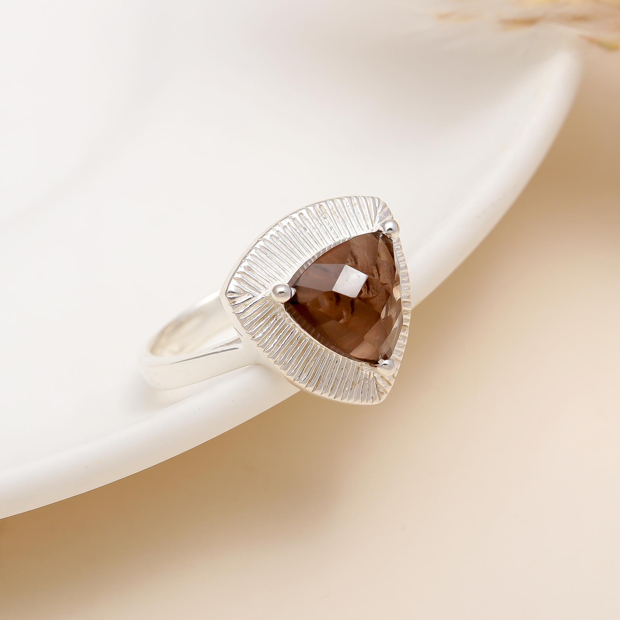 925 Silver Smoky Quartz Ring