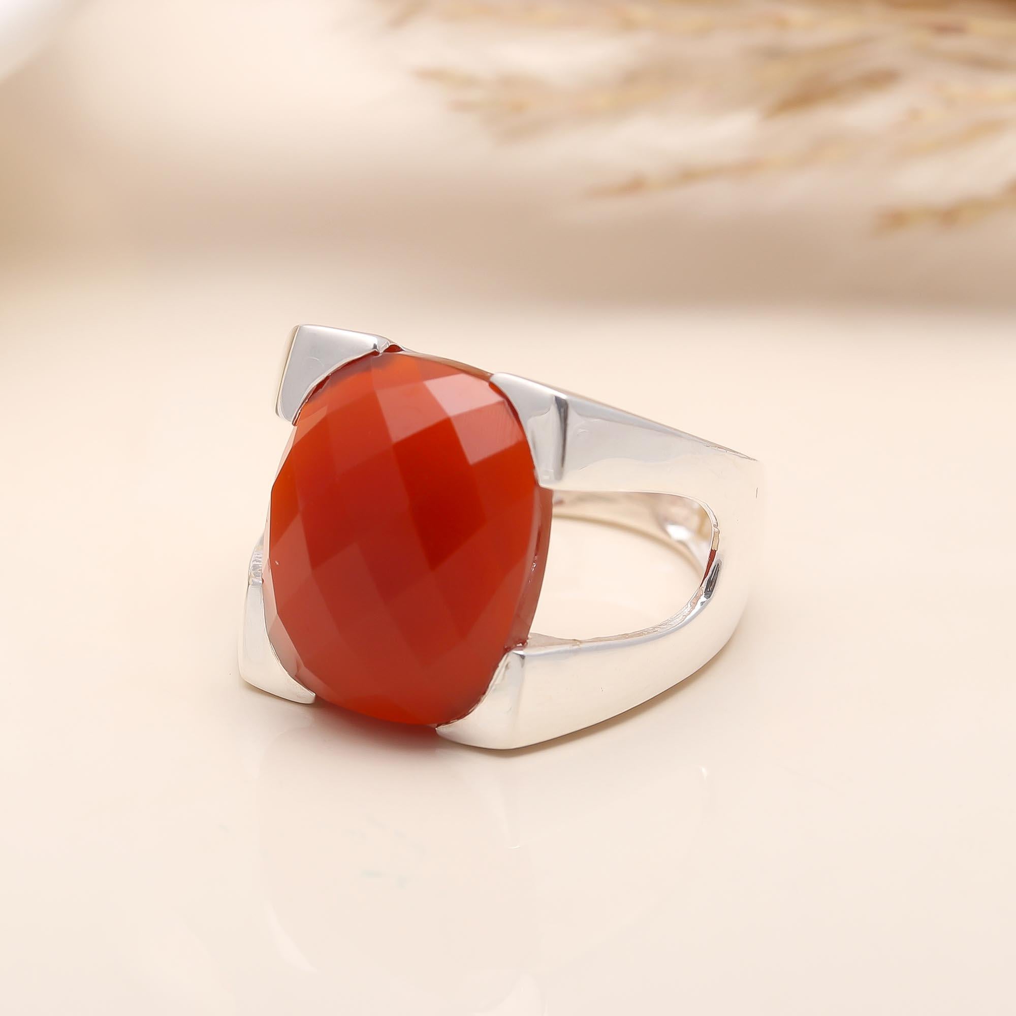925 Silver Red Onyx Ring