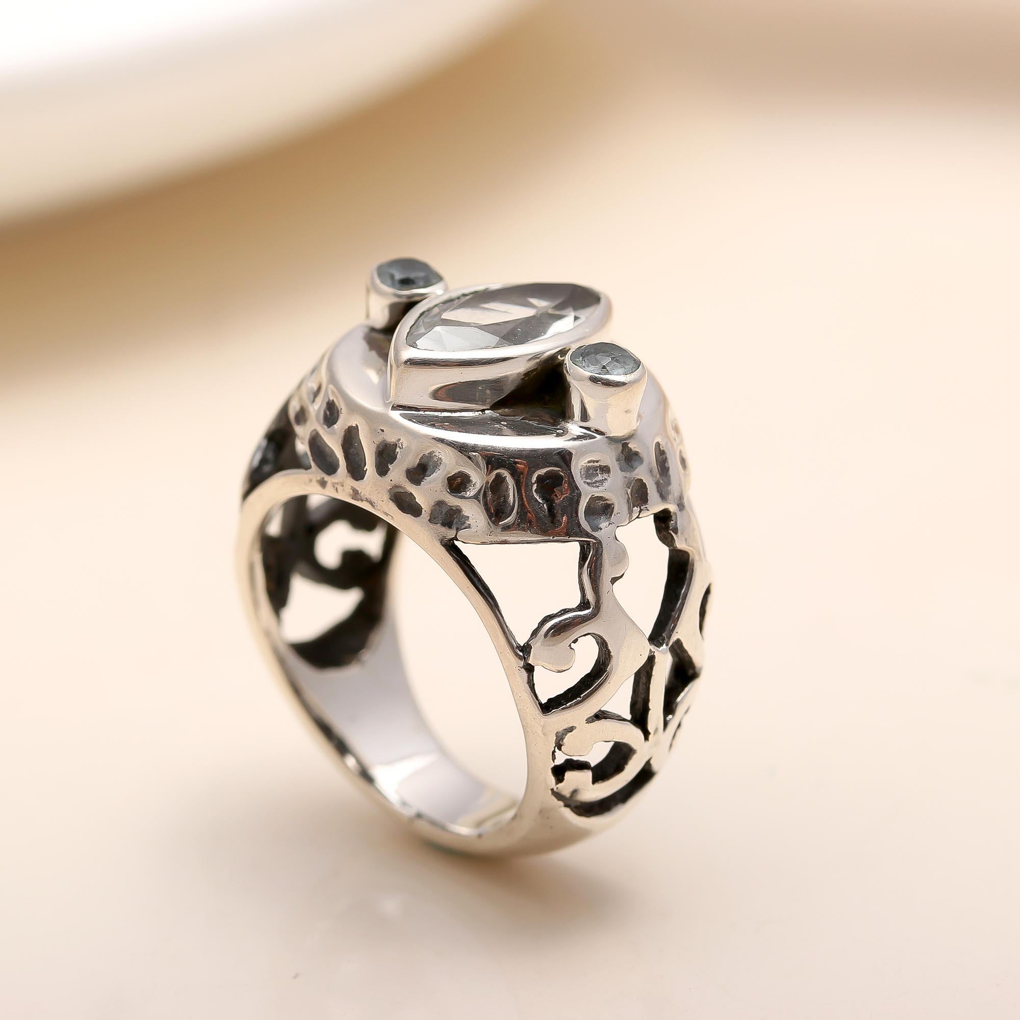 925 Silver White Topaz Ring