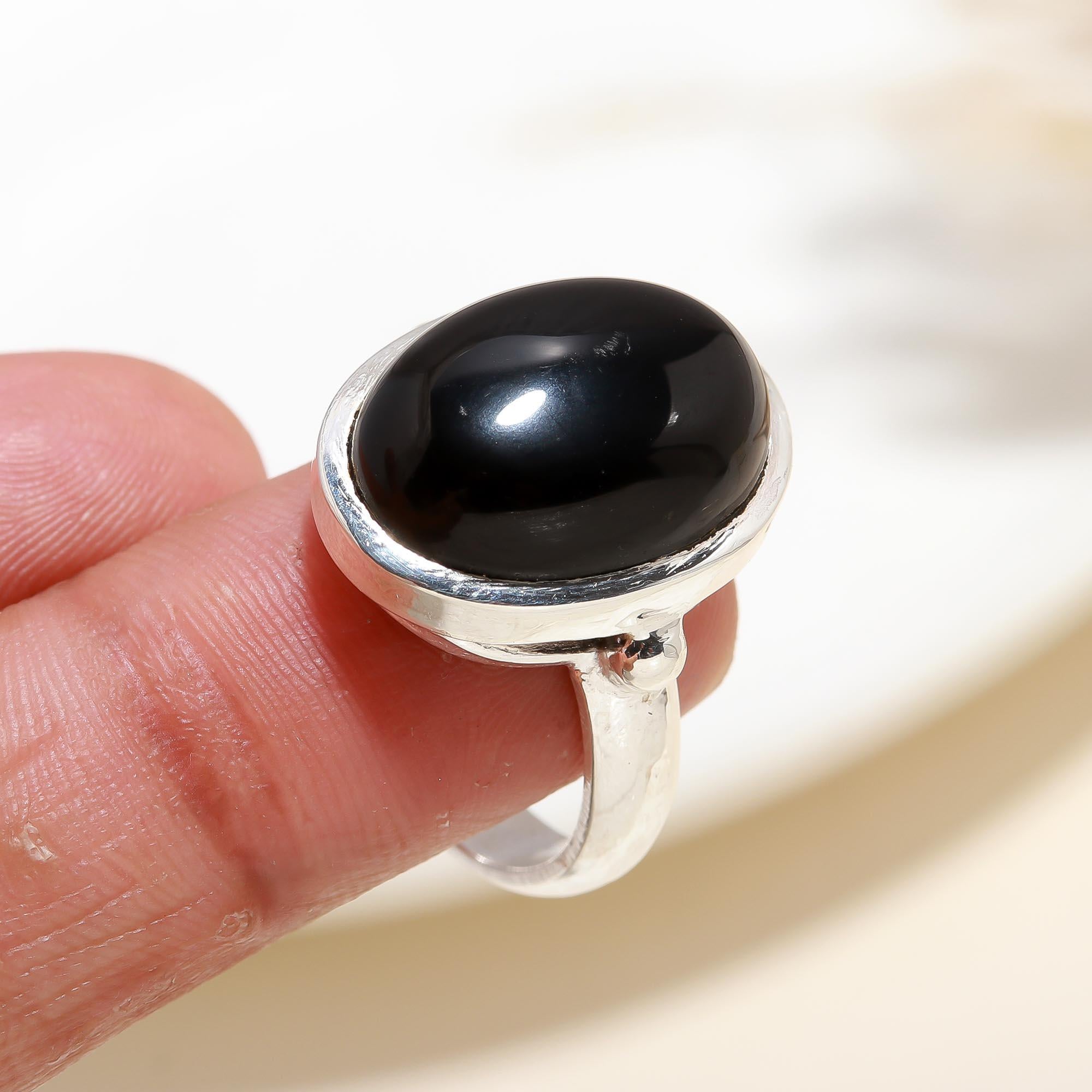 925 Silver Oval Black Onyx Ring