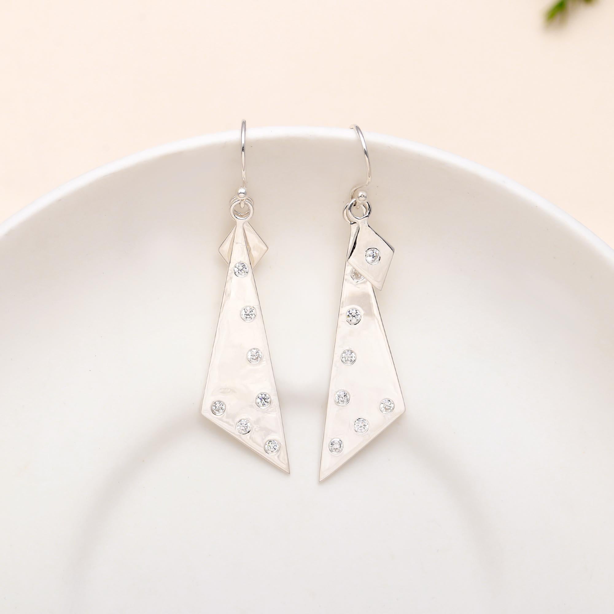 Solid 925 Sterling Silver Triangle Geometrical Stud Earring
