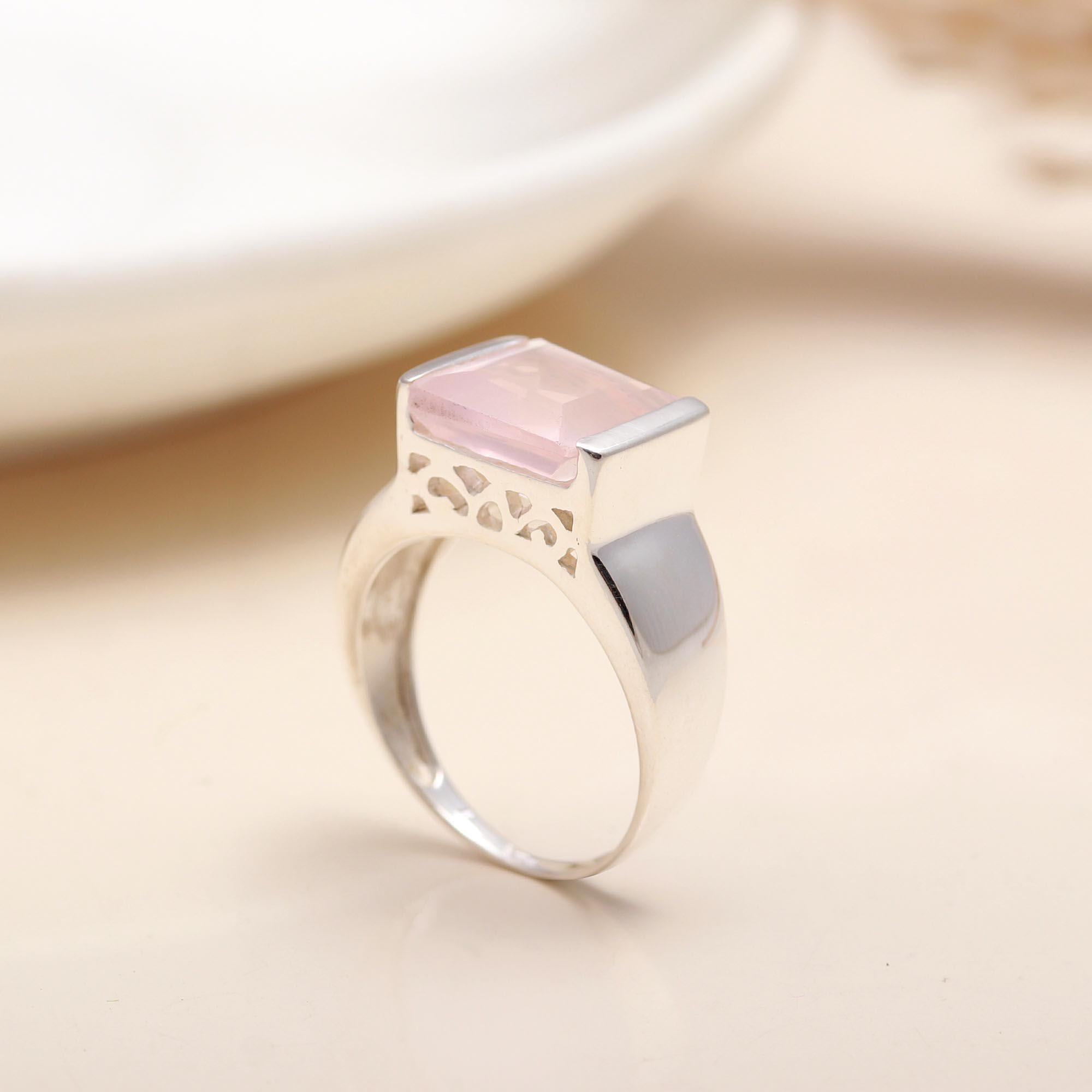925 Silver Rose Quartz Ring