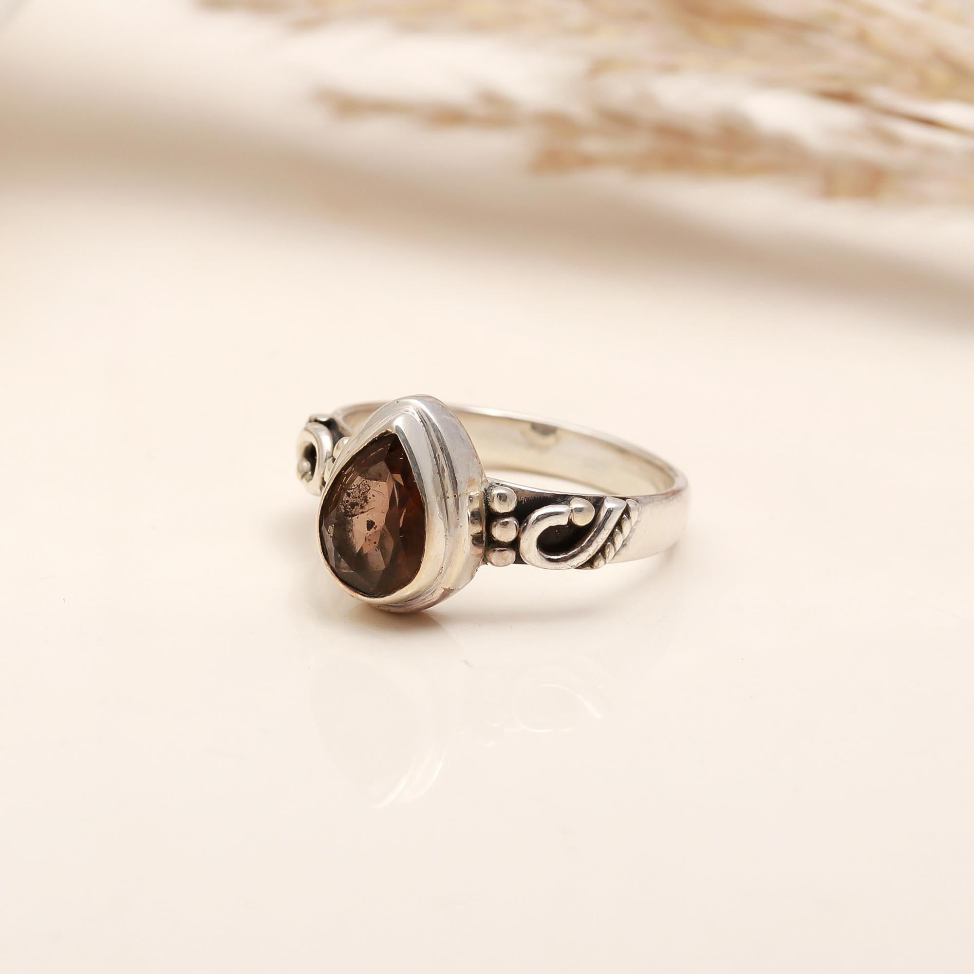 925 Silver Smoky Quartz Ring